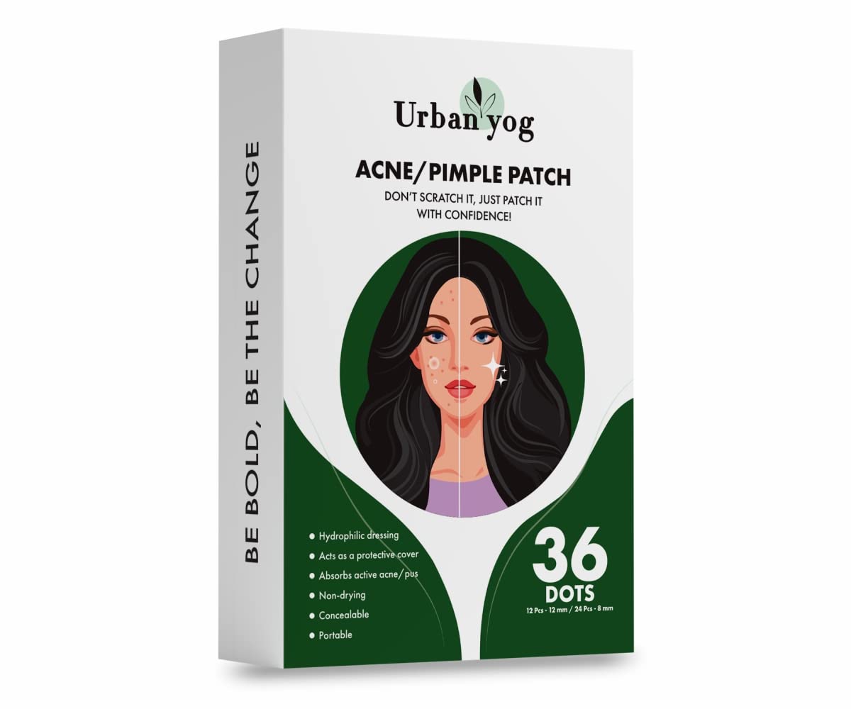 Urban Yog Acne Pimple Patch - Invisible Hydrocolloid Facial Stickers for Acne Treatment (36 Circular Dots) | Perfect for Overnight Spot Treatment & Daily Blemish Cover