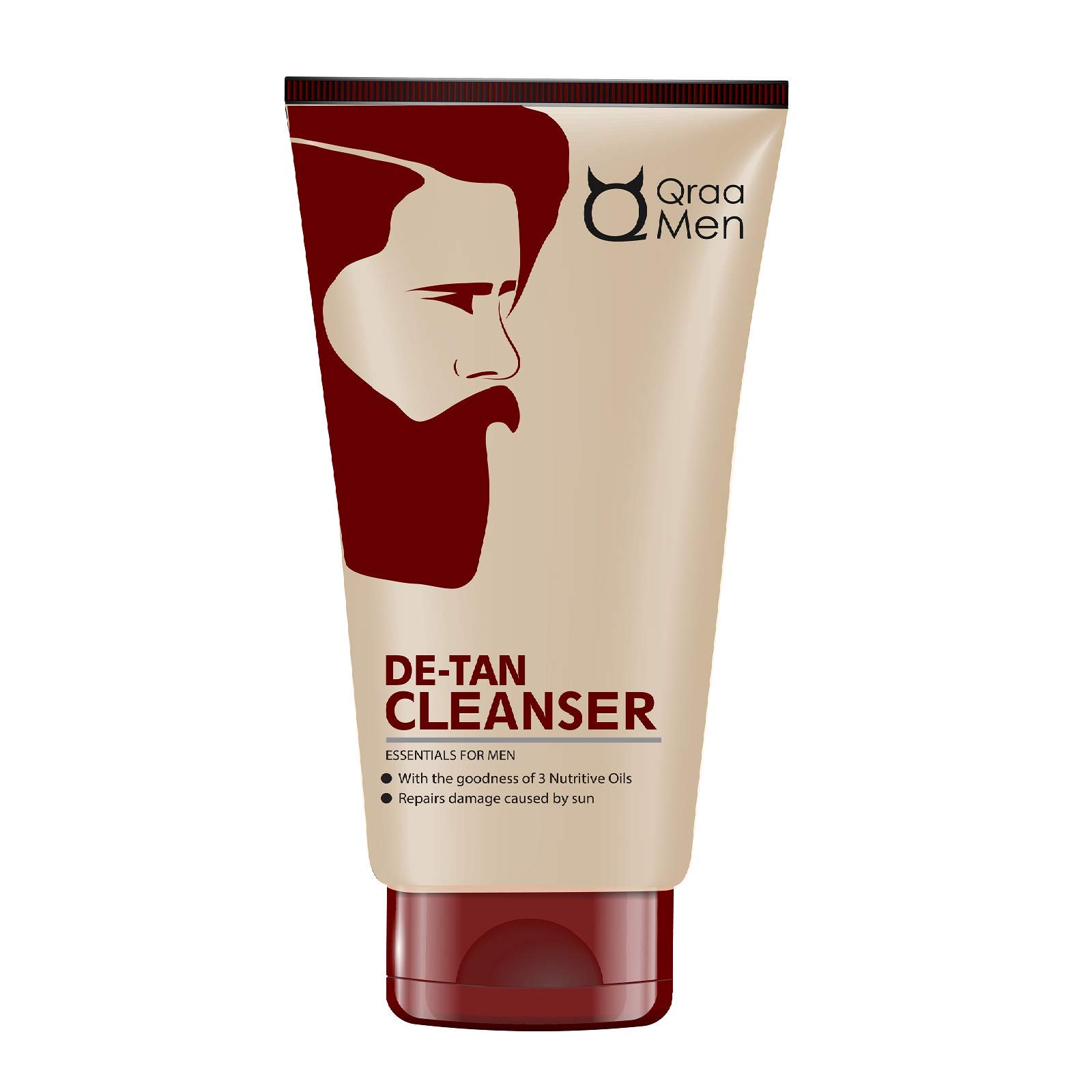 Qraa Men De-Tan Cleanser for Skin Lightening & Brightening - Dirt & Blackhead Removal Face Wash - Tan Removal Scrub & Pack (100g) | Exfoliating Facial Cleanser for Men | Perfect for Daily Skincare & Post-Shave Routine