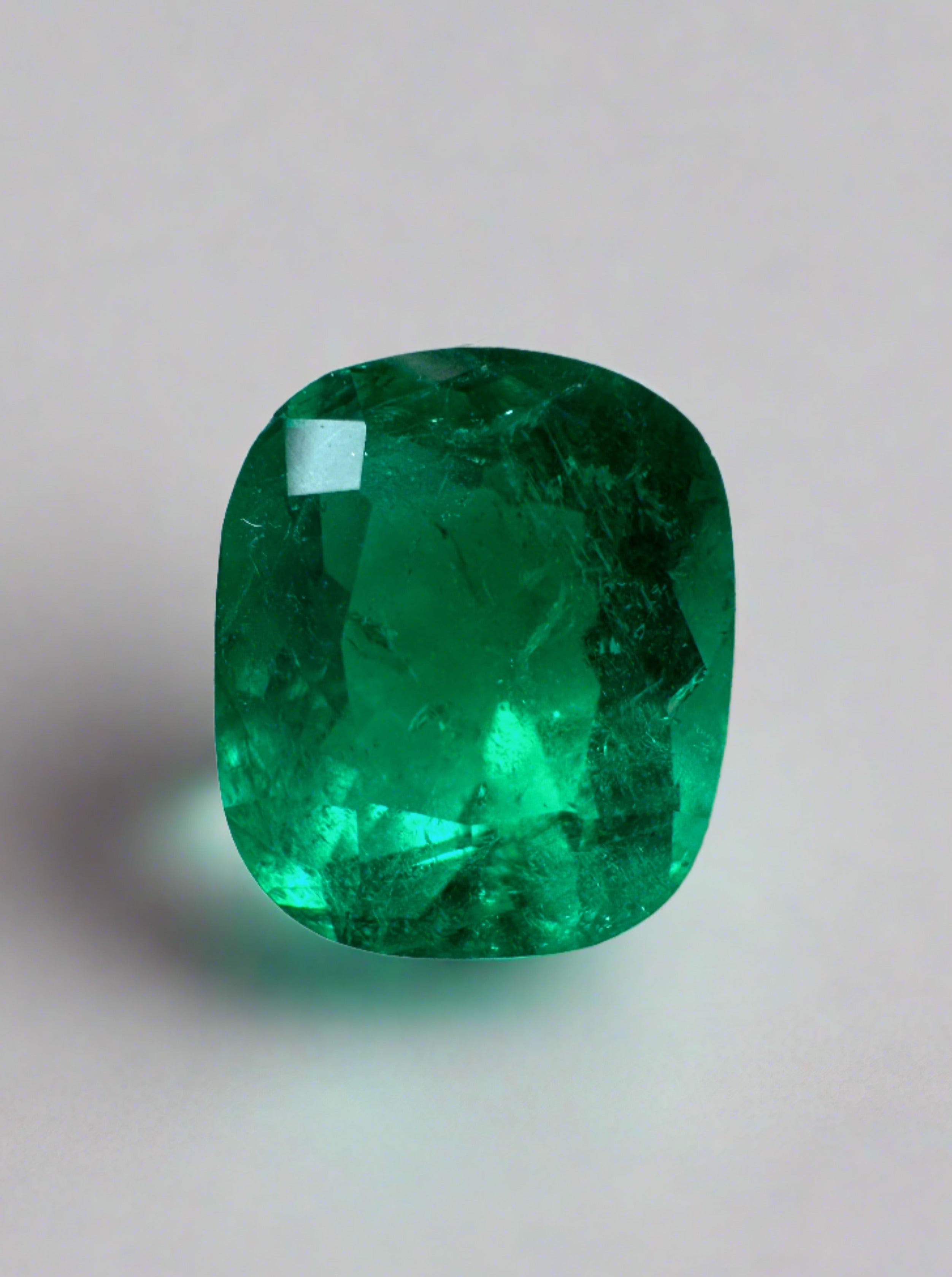 2.10 Carat 8x7mm Vivid Muzo Green Natural Colombian Loose Emerald Gemstone - Cushion Cut for Engagement Rings & Fine Jewelry Making