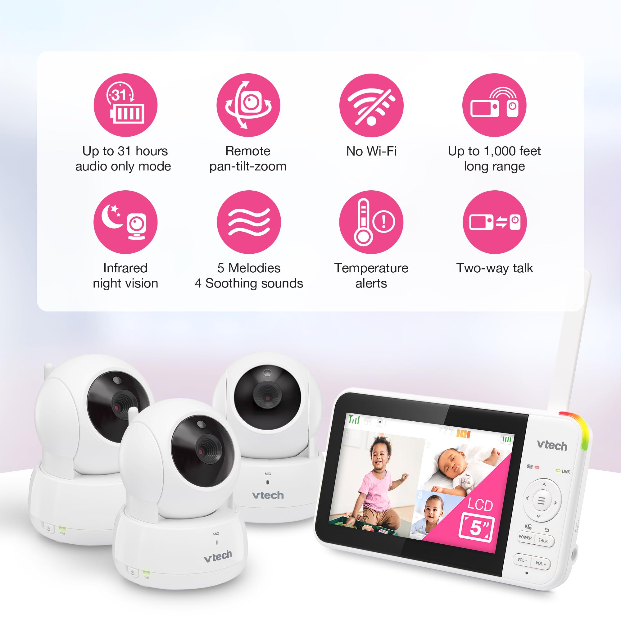 VTech VM924-3 Video Baby Monitor with 3 Cameras - 5