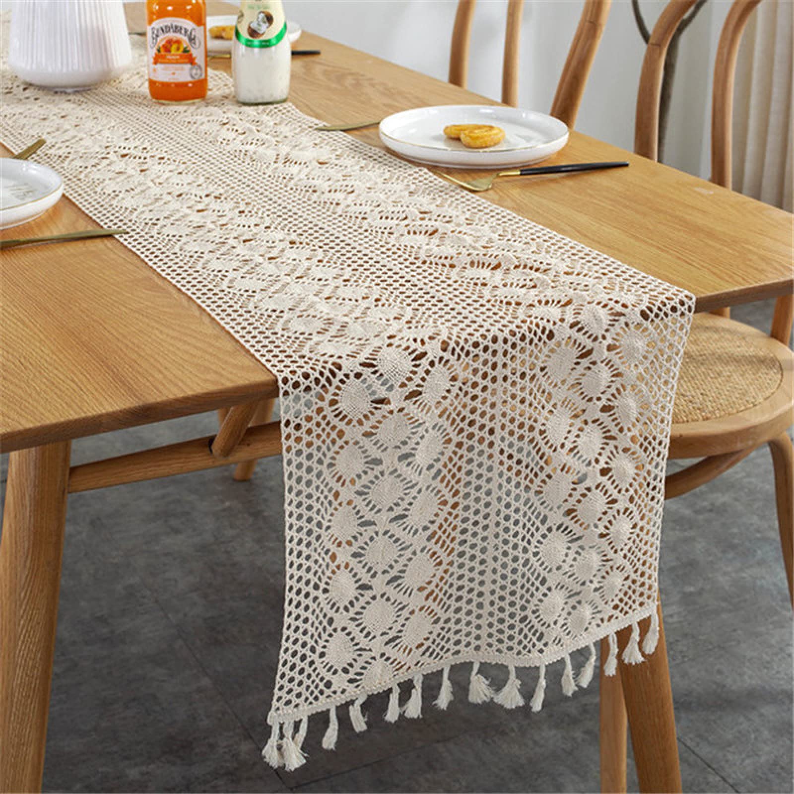 Handwoven Macrame Table Runner - Boho Wedding Decor, Bedroom Blanket, 129 Inches - Perfect for Rustic Weddings, Home Decor & Boho Chic Bedrooms
