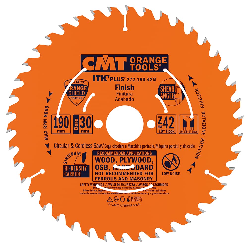 CMT 272.190.42M 10-Inch 80-Tooth Fine Finish Saw Blade for Woodworking - Perfect for Table Saws, Miter Saws & Crosscutting Hardwoods