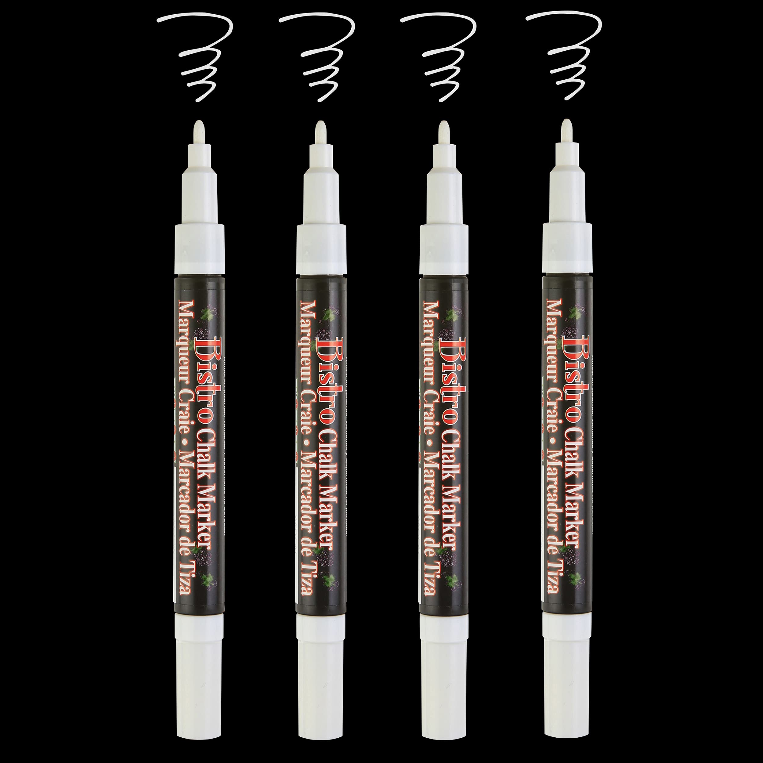 Premium Bistro Chalk Marker Fine Point Set - 4 Pack White Markers for Glass, Chalkboards & Windows | Ideal for Restaurants, Cafes & Home Decor