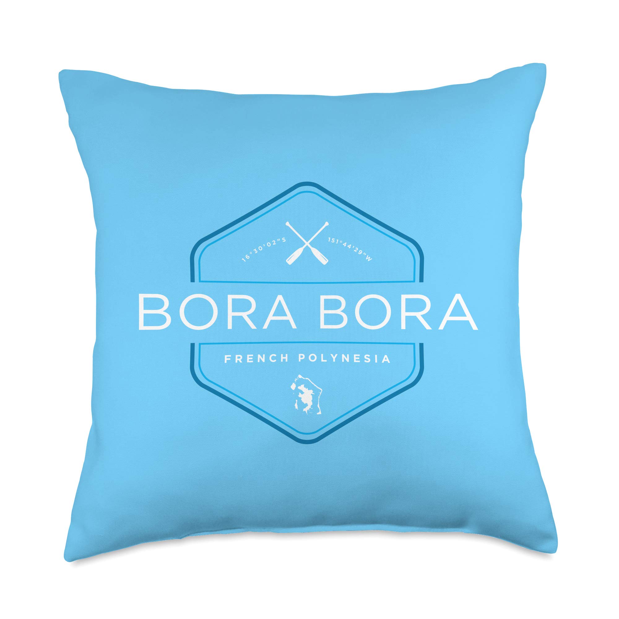 Bora Bora Beach Graphic Throw Pillow - Tropical Island Design Decorative Cushion Cover for Sofa, Bed, Living Room - Perfect for Beach House Decor, Vacation Home Accent & Coastal Style Interiors