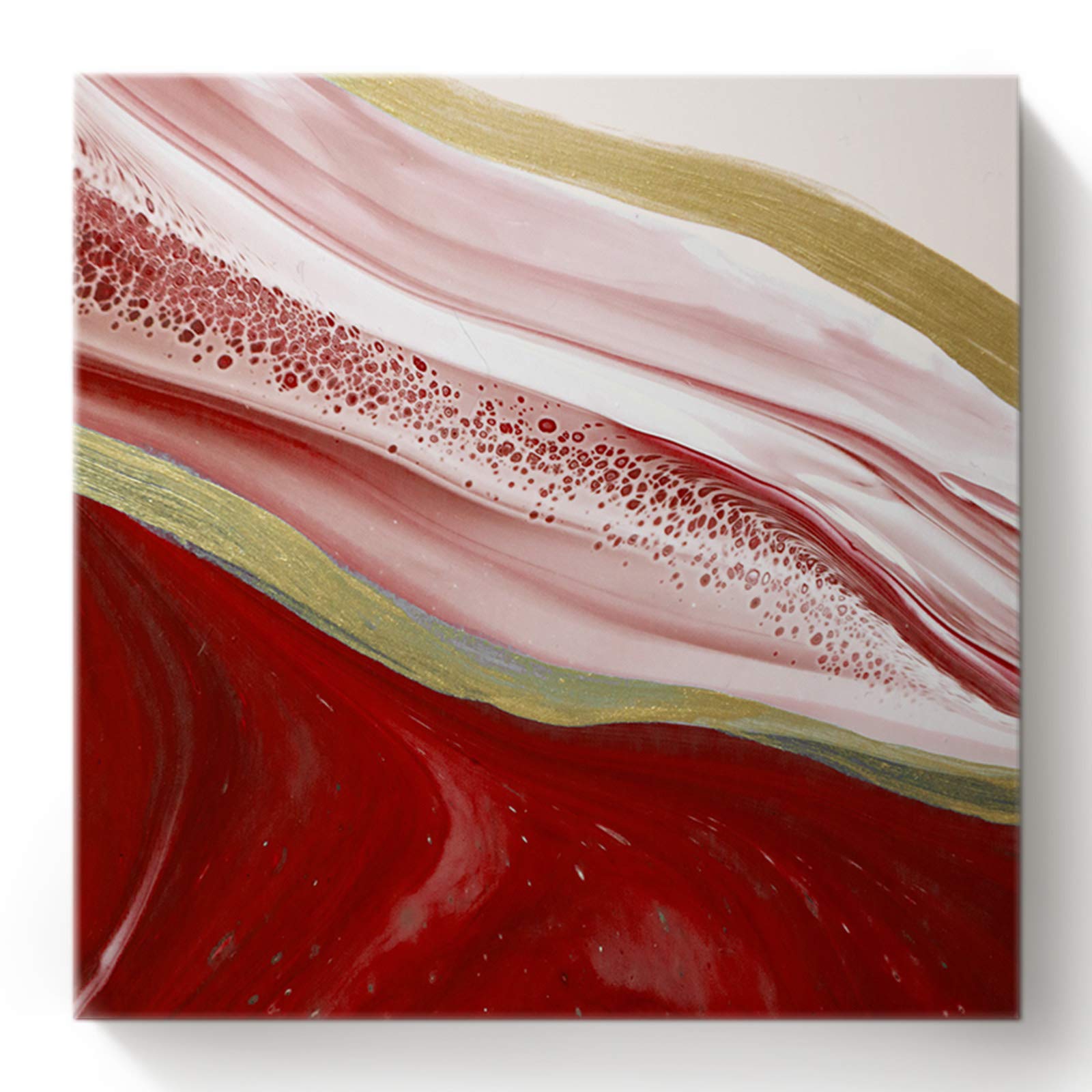 Sailground DIY Paint by Numbers Kit for Adults - Red Golden Gradient Vintage Marbling Art, Oil & Acrylic Watercolor Painting on 16x16 Inch Canvas - Perfect for Home Wall Decor, Stress Relief & Creative Gift Idea