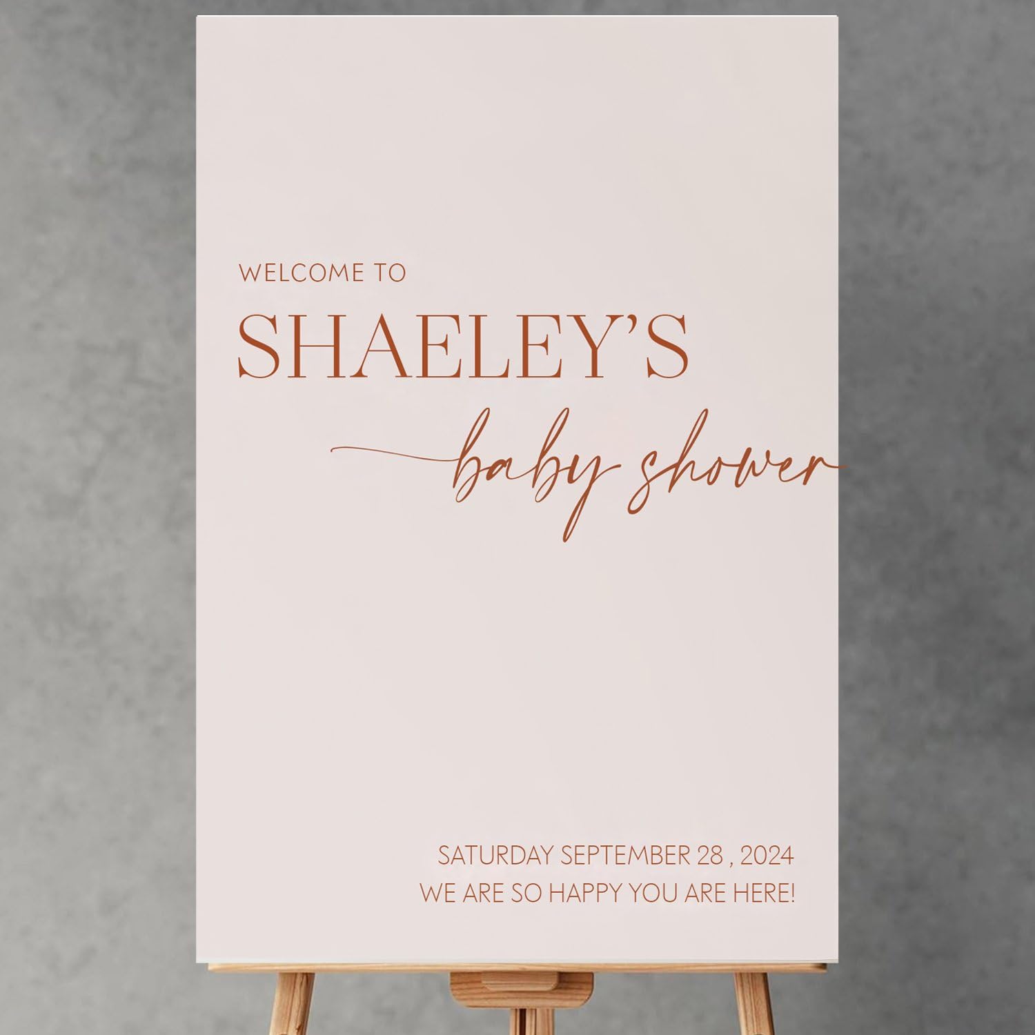 Personalized Boho Minimalist Baby Shower Welcome Sign - Modern Neutral Plastic Poster for Baby Shower Decorations - Perfect for Nursery, Gender Reveal Party & Newborn Celebration Decor