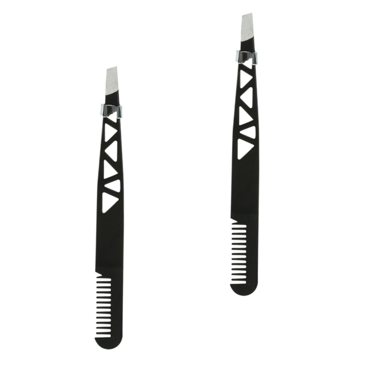 4 Pcs Professional Slant Tweezers Set - Stainless Steel Eyebrow Plucker, Ingrown Hair & Ear Hair Remover, Precision Grooming Tools (Black, 10x1cm) - Perfect for Eyebrow Shaping, Facial Hair Removal & Personal Grooming Kit