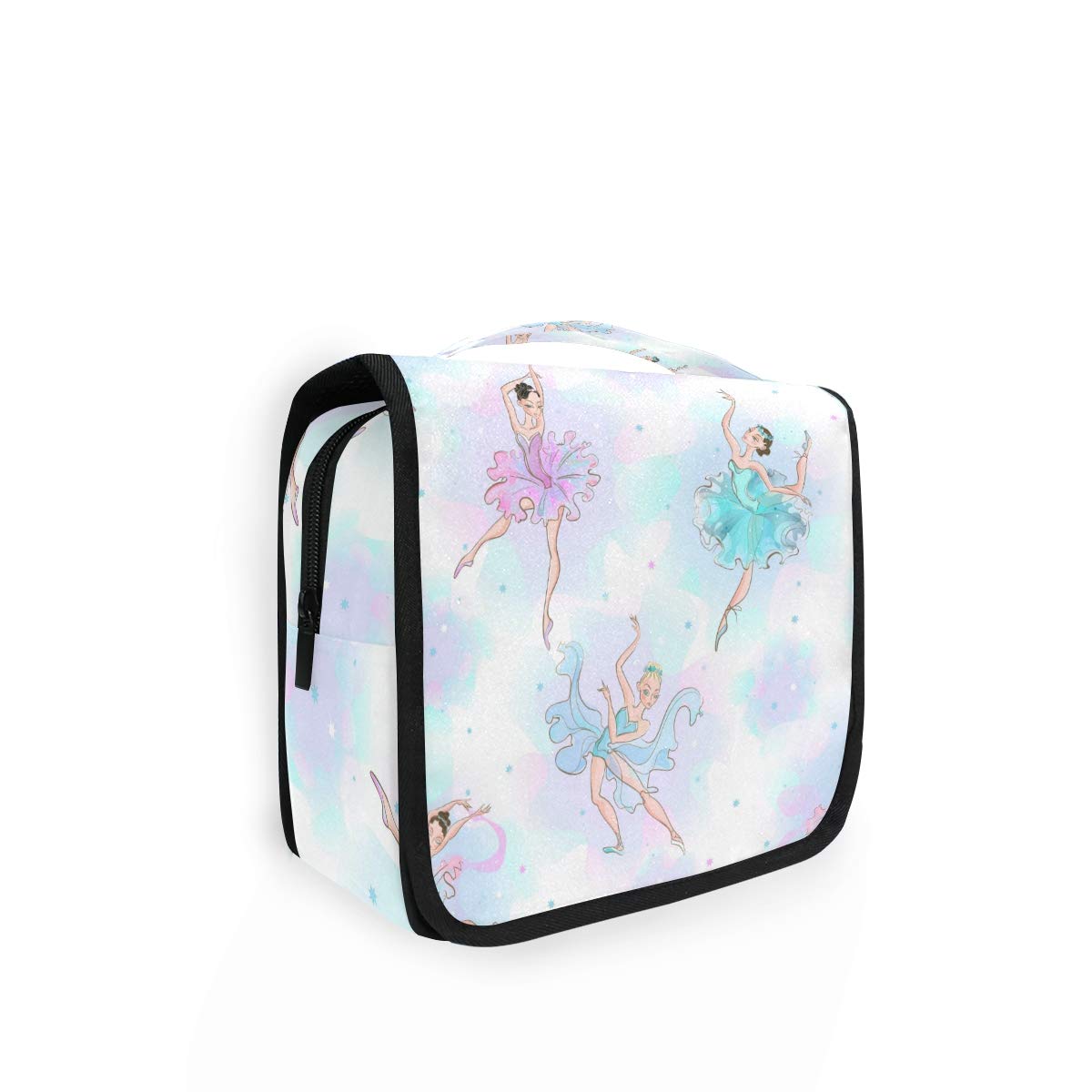 AUUXVA Watercolor Ballet Girl Travel Toiletry Bag - Hanging Cosmetic Organizer with Zipper Pockets & Handle, Portable Makeup Wash Bag for Women, Men & Girls | Perfect for Travel, Gym, Camping & Daily Use