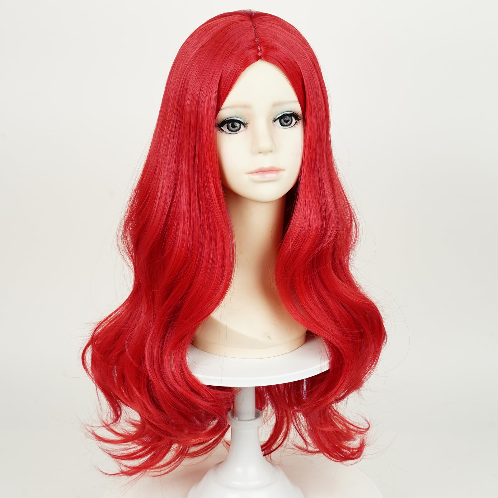 ProBeauty Long Red Mermaid Wig for Girls - Princess Wavy Costume Hair with Middle Part | Perfect for Halloween, Cosplay, Parties & Fantasy Dress-Up