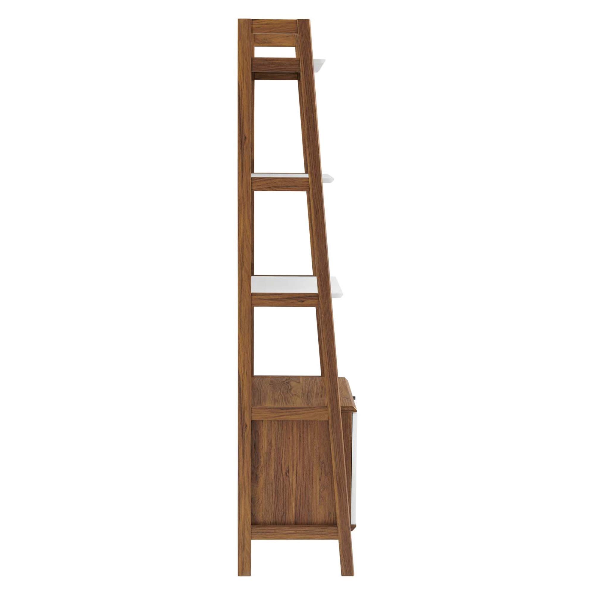 Ergode Bixby 21 Inch Walnut White Bookshelf - Modern Wooden Storage Shelf for Books, Decor & Display - Perfect for Living Room, Bedroom or Office Organization
