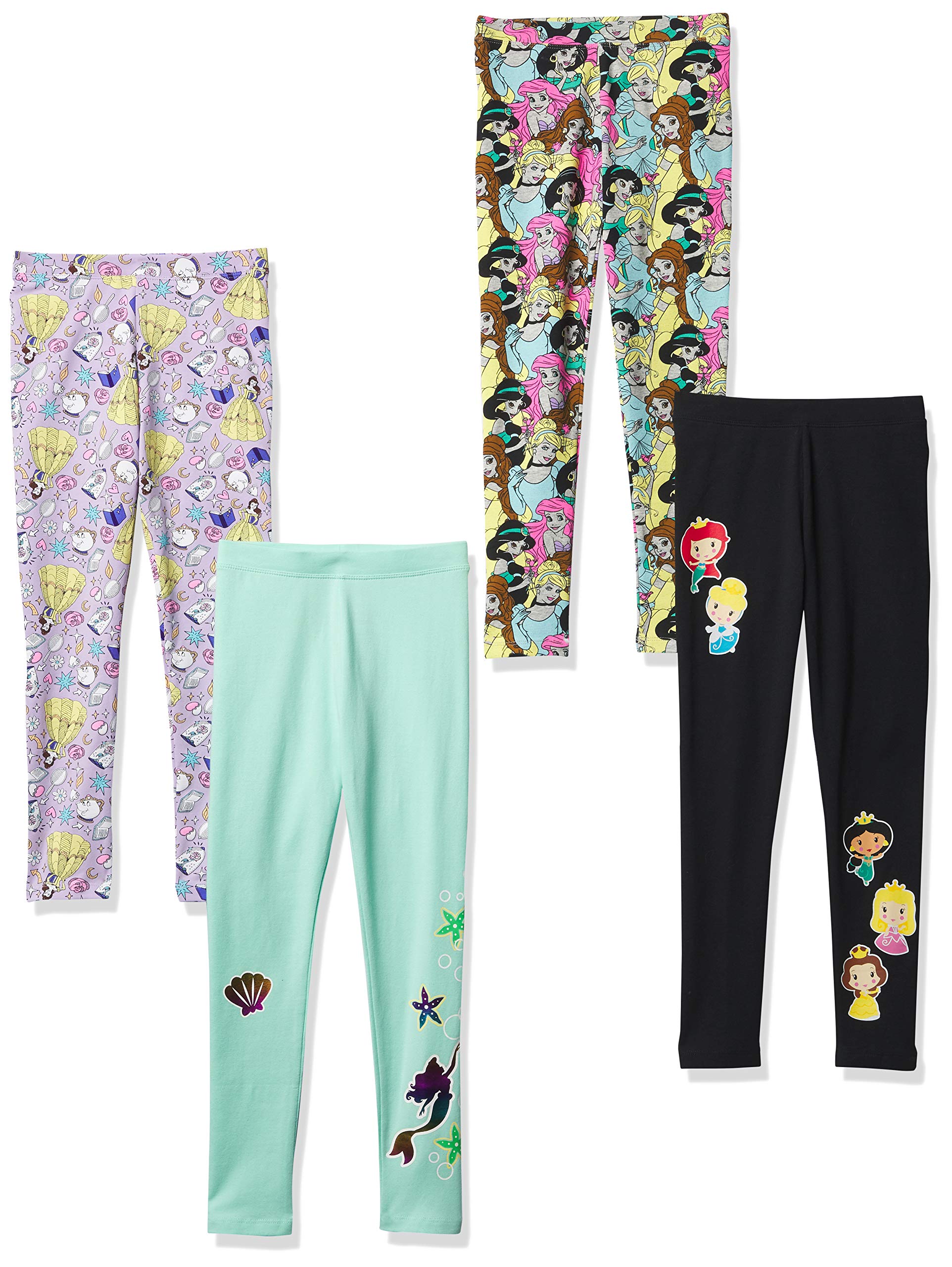 Spotted Zebra Disney Marvel Star Wars Frozen Princess Girls & Toddlers Leggings - 4 Pack | Soft Stretchy Kids Leggings for Playtime, School & Everyday Wear