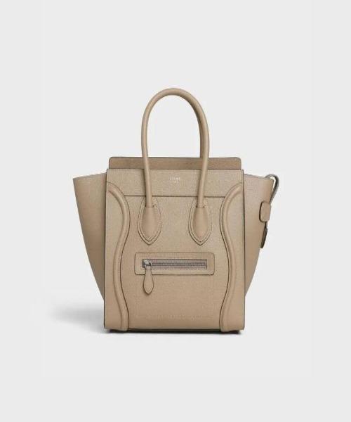 Celine Micro Luggage Handbag in Drummed Calfskin Leather - Dune Color | Luxury Crossbody Bag for Women | Perfect for Work, Travel & Everyday Use