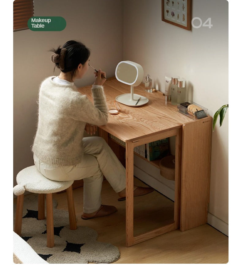 Solid Oak Wood Modern Nordic Folding Dining Table - Space-Saving for Small Apartments, Kitchens & Outdoor Use