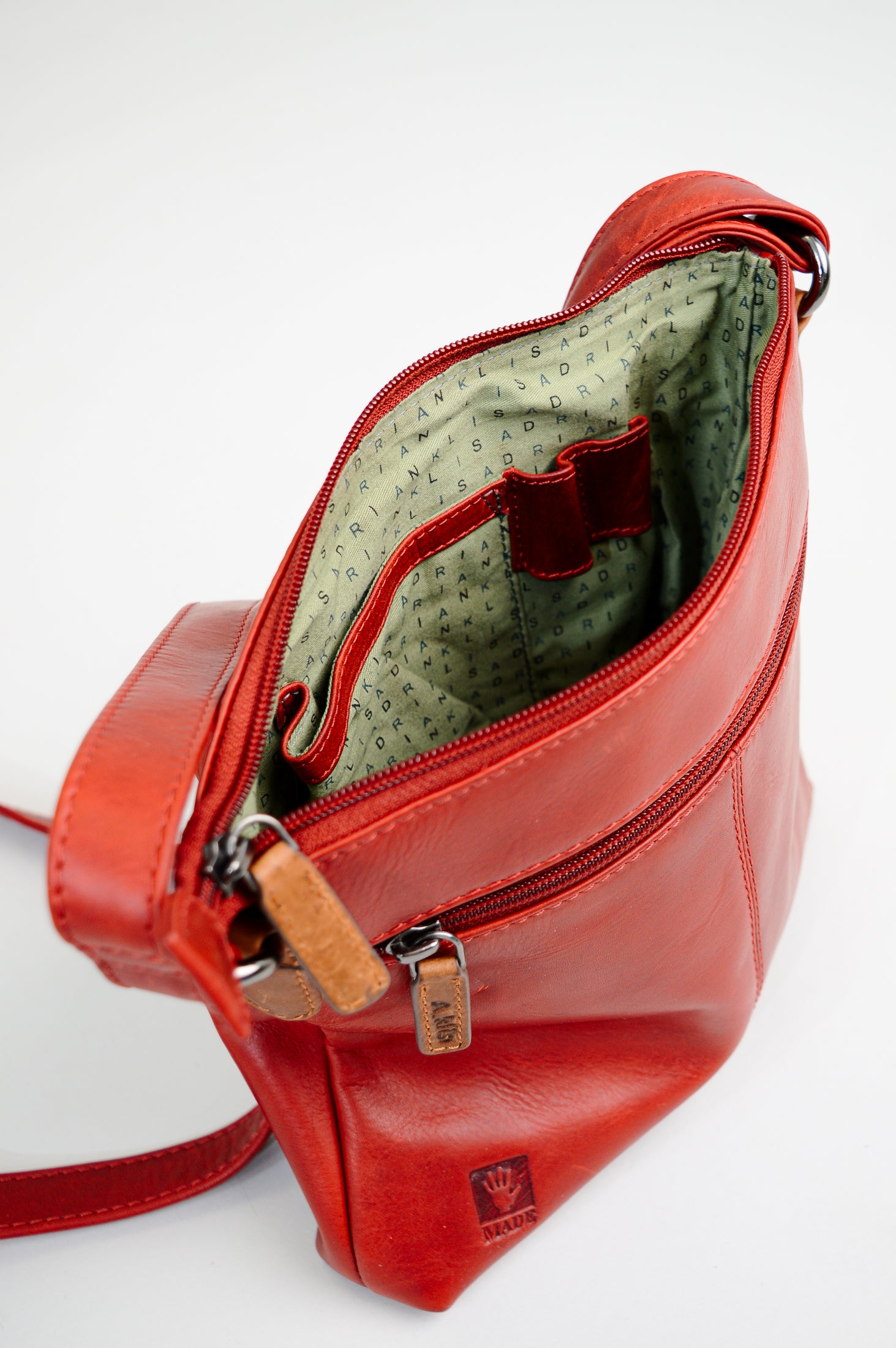 Adrian Klis 1740 Leather Purse for Women - Red & Tan Crossbody Bag, Fashionable Handbag for Daily Use & Travel Accessories