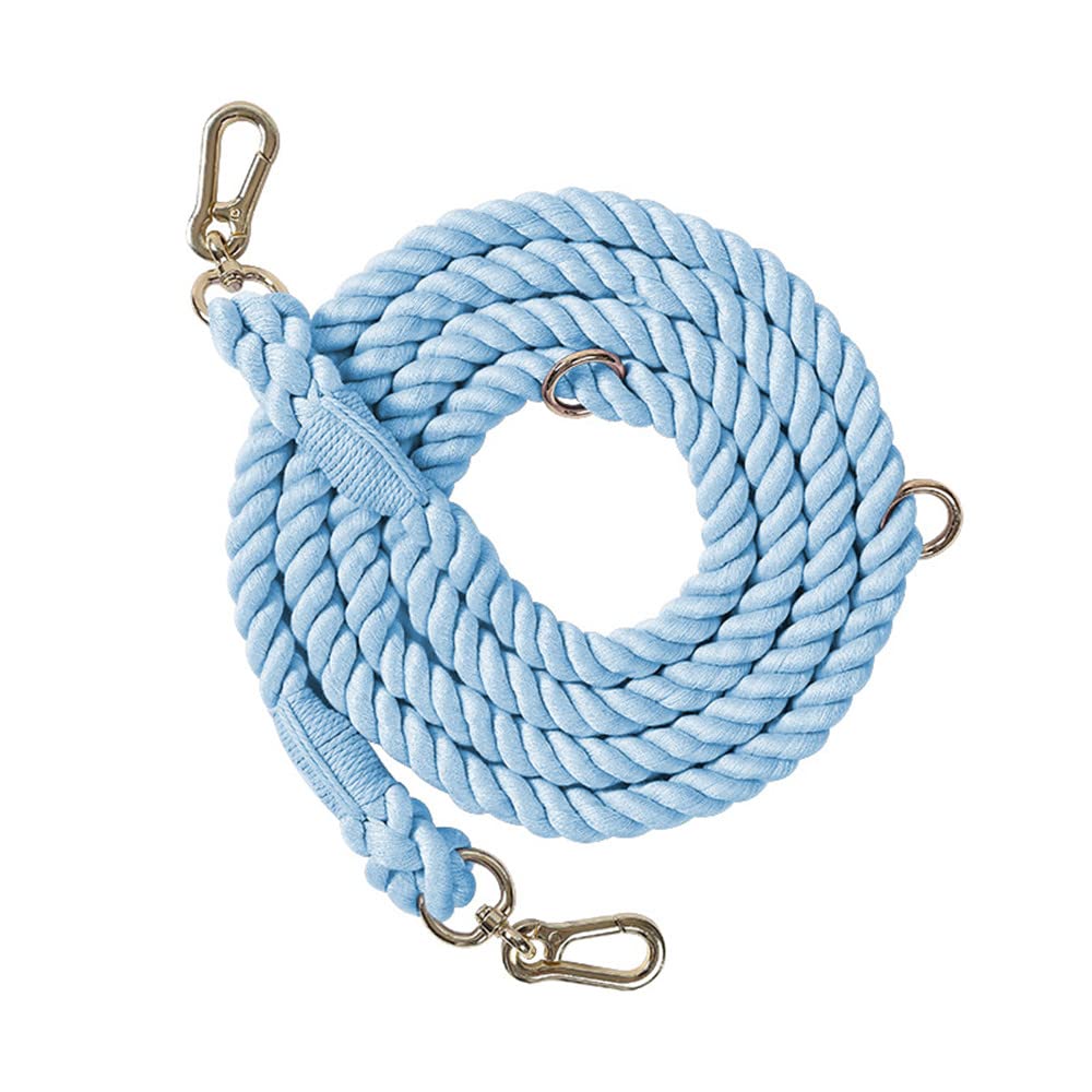 Uwedding 5FT Cotton Rope Dog Leash - Heavy Duty Training Leash with Padded Handle for Small, Medium & Large Dogs | Light Blue Macaron Design | Perfect for Walking, Running & Outdoor Adventures