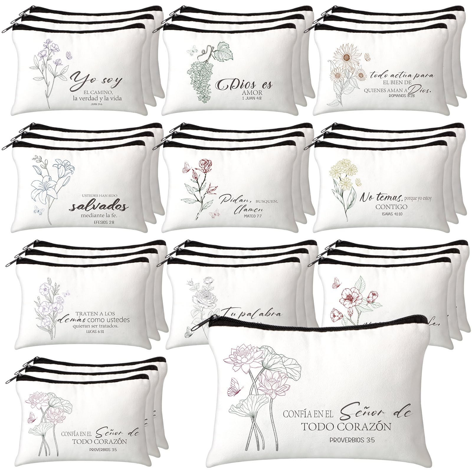 30 Pcs Christian Easter Gifts - Inspirational Bible Verse Cosmetic Bags for Women, Church & Travel Use