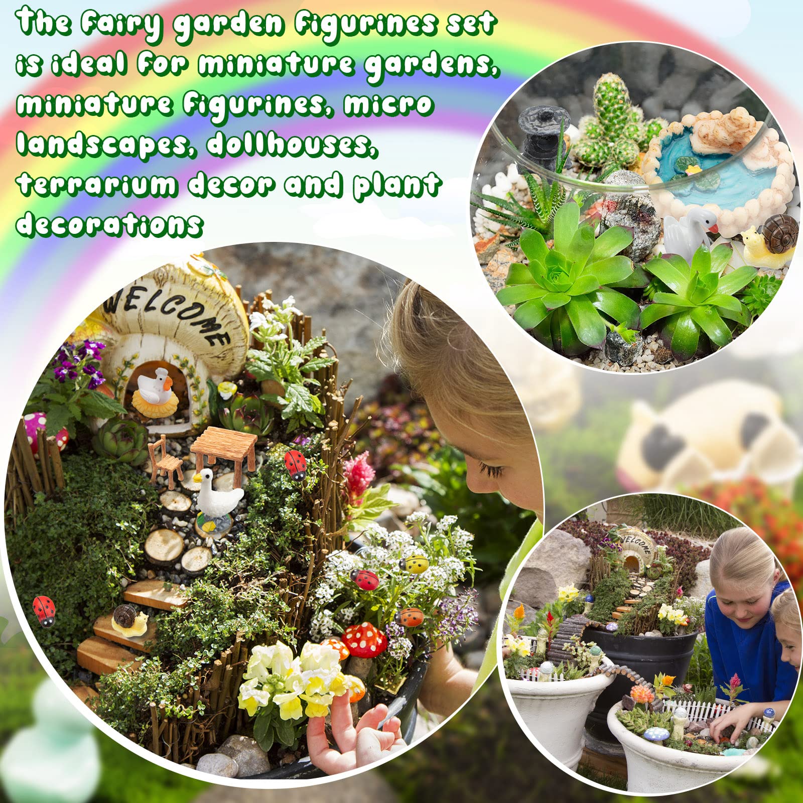 248 Pcs Miniature Garden Accessories Kit - Resin Animals & Figurines for DIY Dollhouse, Micro Landscape & Plant Decor | Perfect for Fairy Gardens, Terrariums & Home Decoration