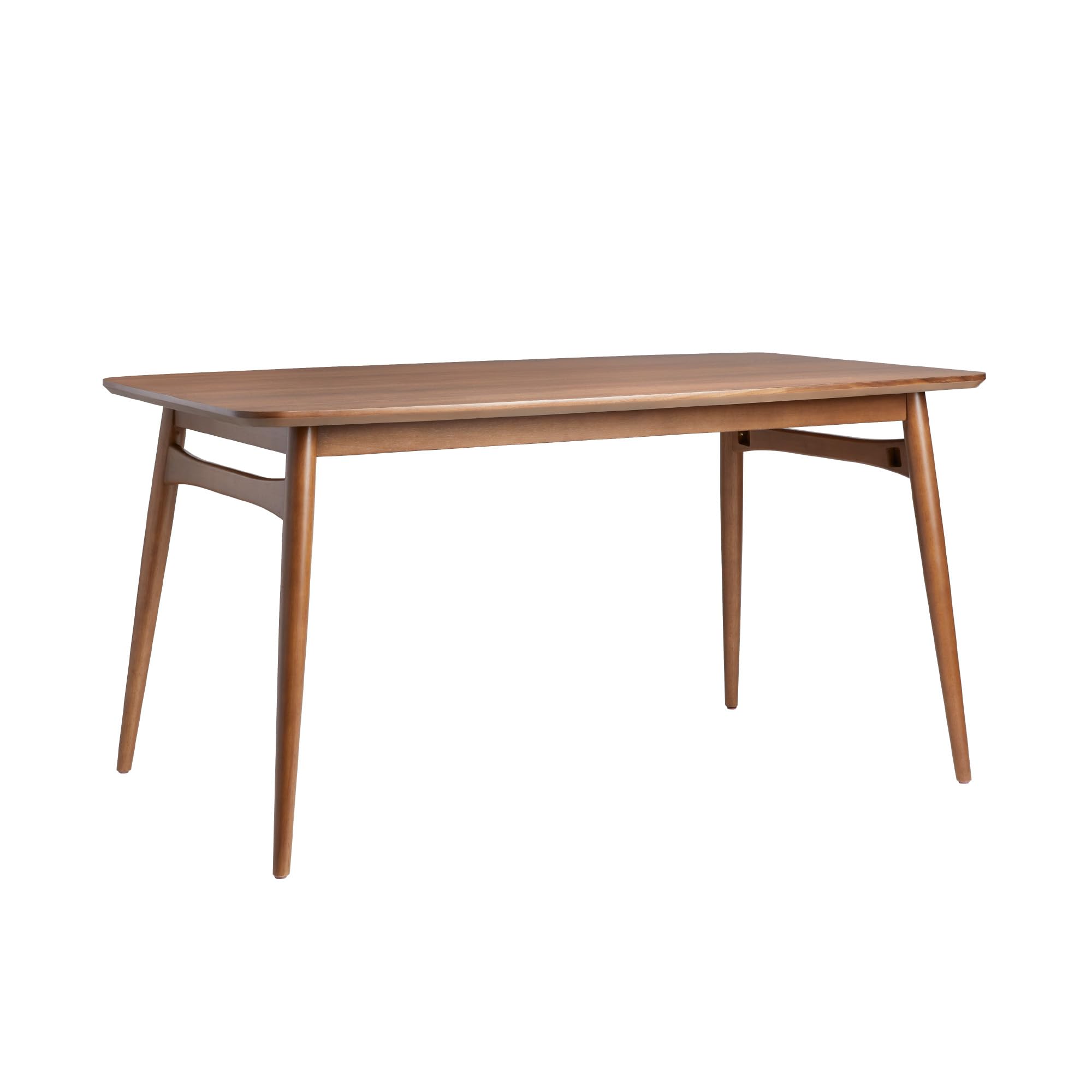 Walker Edison Mid-Century Modern Solid Wood Tapered-Leg Dining Table - 59 Inch Walnut - Perfect for Dining Rooms, Kitchens & Small Spaces