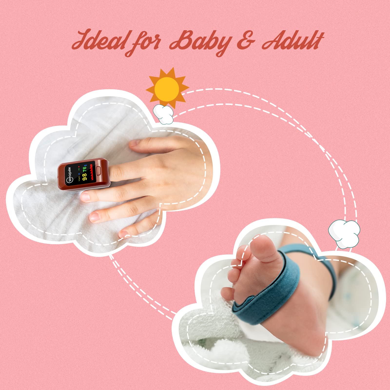 Baby Pulse Oximeter - Finger & Foot SPO2 Monitor for Infants & Adults with App - Track Oxygen & Heart Rate for Home & Hospital Use