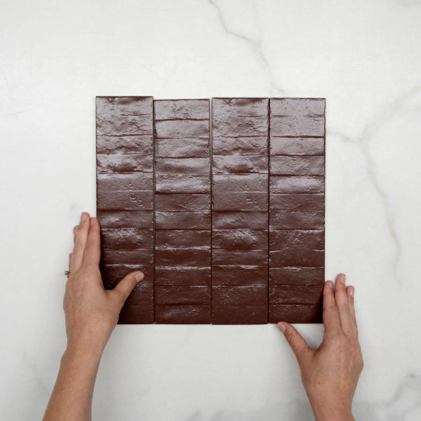 Burgundy Olivia Italian Porcelain Tile Sample - Matte Finish 75x300x9mm for Kitchen Backsplash & Bathroom Walls