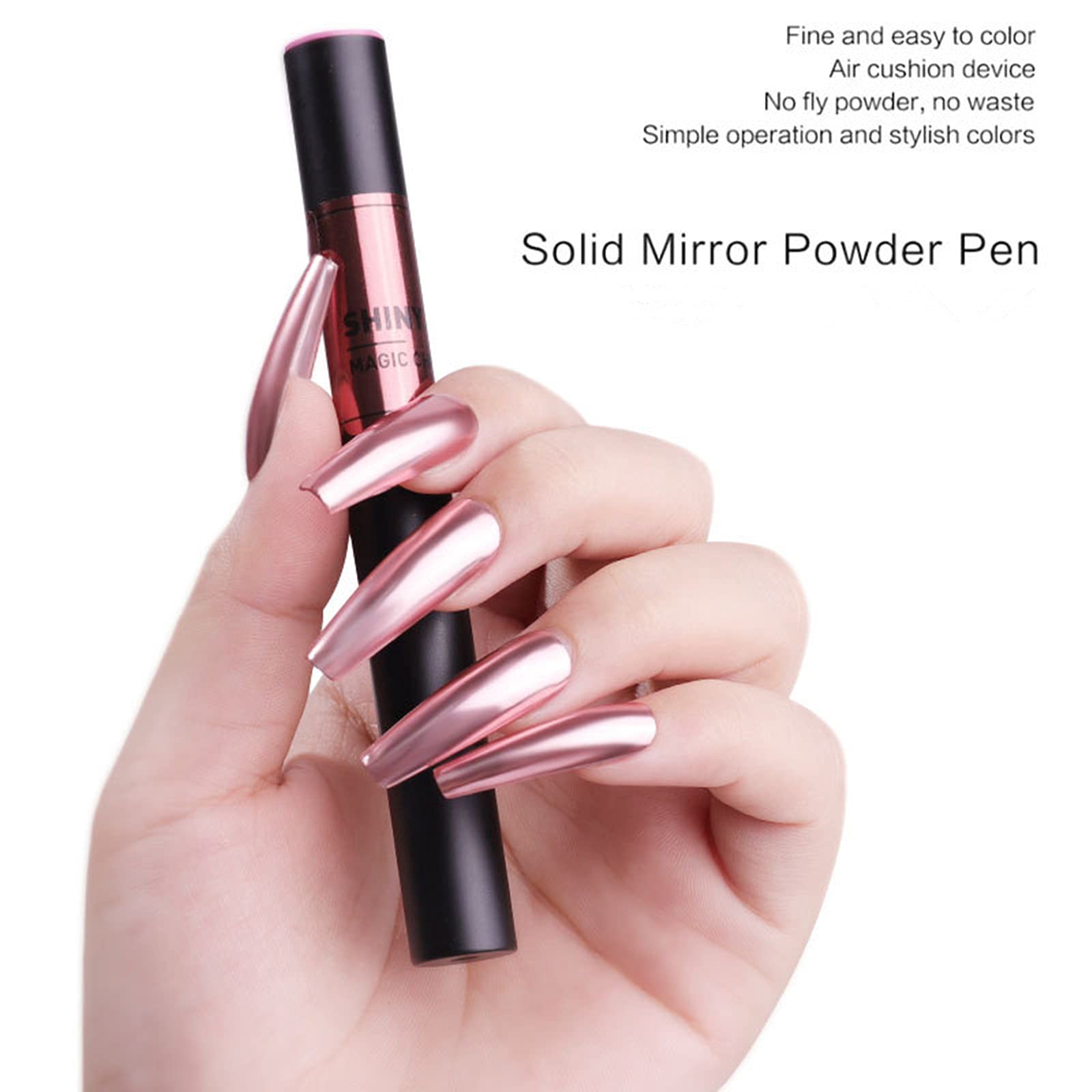 6 Colors Mirror Effect Chrome Nail Powder Pens - Glitter Nail Art Kit for Shiny Manicures | Perfect for Salon, Home DIY & Party Nail Designs