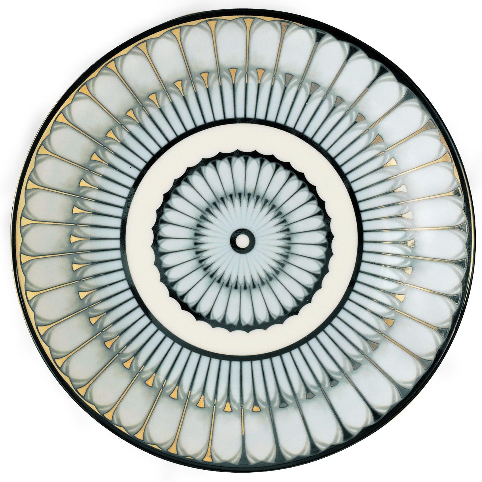Arcades Grey & Gold Bread & Butter Plates - Elegant Dinnerware Set for Home Dining, Restaurants & Special Occasions