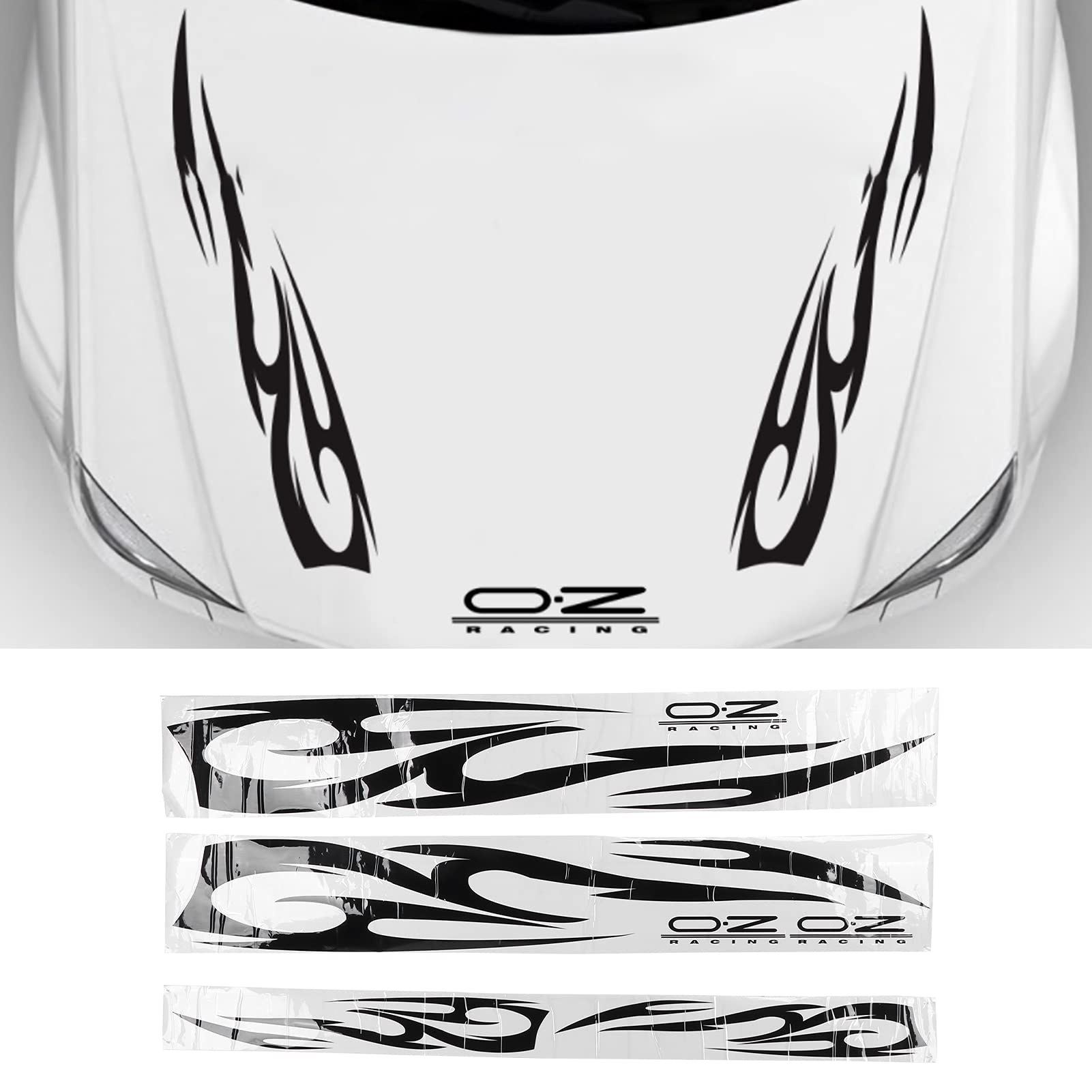 Aramox 3Pcs Universal Car Hood Stickers - Flame Decals Waterproof Strong Adhesive Vinyl Decoration for Cars, Trucks, Motorcycles - Upgrade Your Vehicle Style for Street Racing & Auto Shows