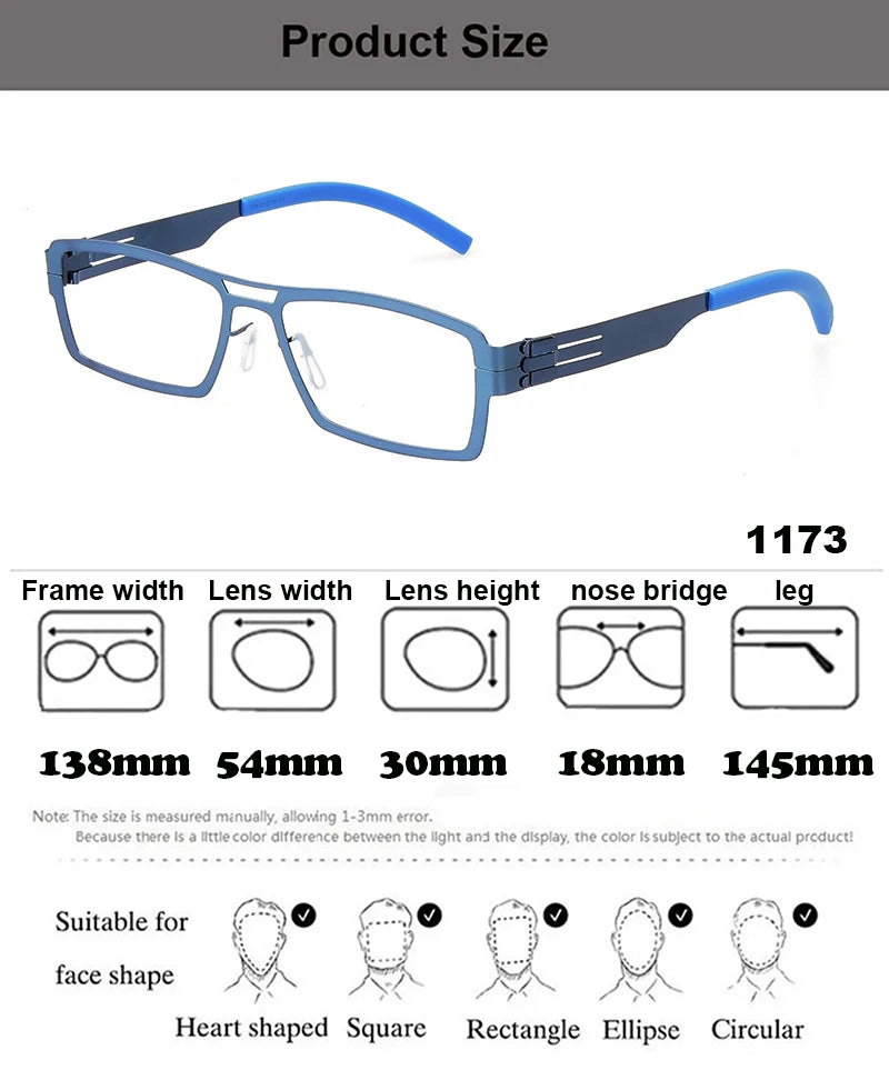 Aimee Women's Full Rim Square Double Bridge Steel Eyeglasses Frame 61173 - Stylish & Durable Eyewear for Work, Reading & Fashion Accessories