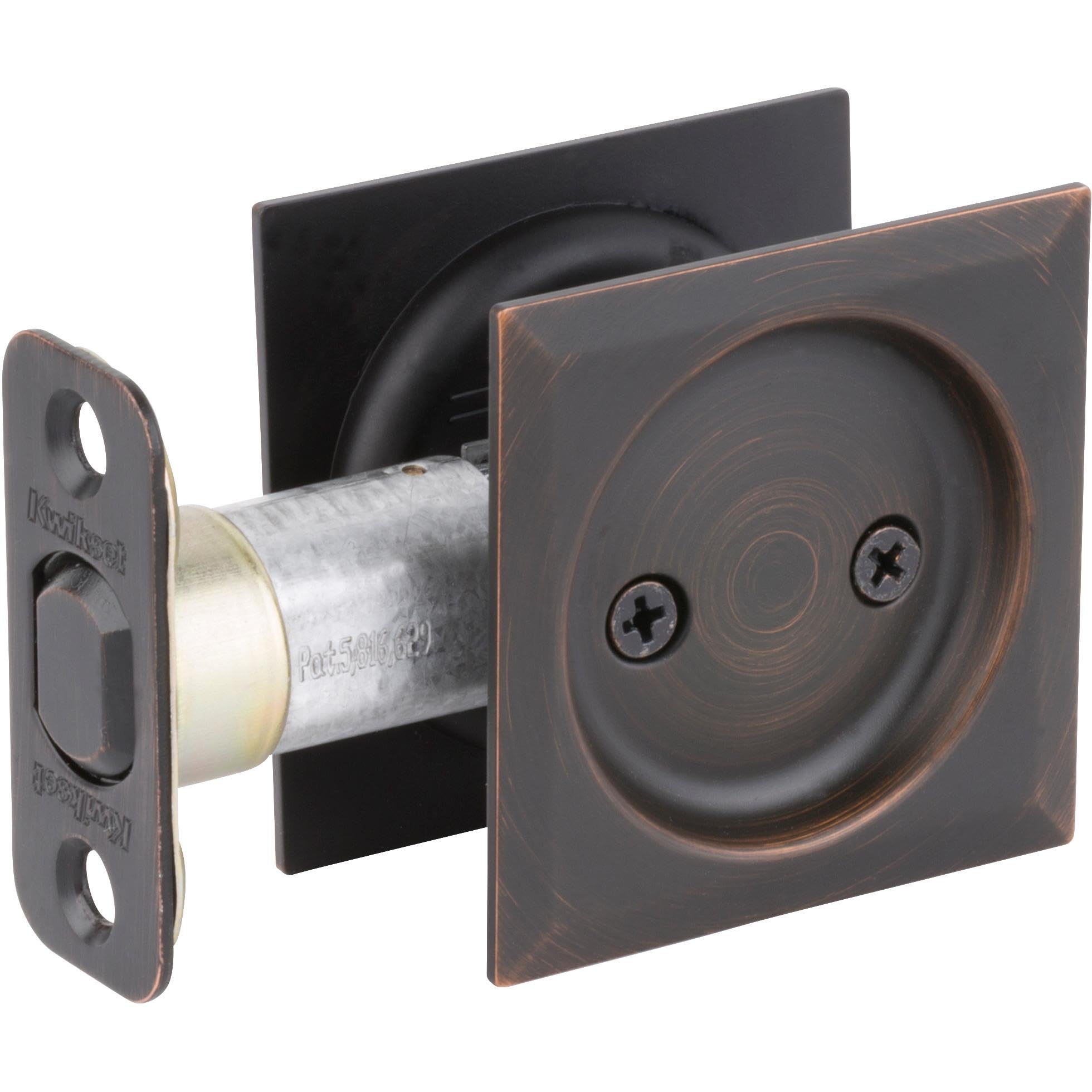 Kwikset 334SQT-11P Square Passage Pocket Door Lock - Venetian Bronze Finish - Secure Sliding Door Solution for Bedrooms, Closets & Bathrooms