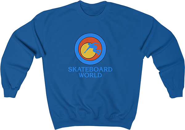 45rpm Skateboard World Crew Sweatshirt - Large Size, Blue Color | Comfortable Streetwear for Skateboarding & Casual Wear