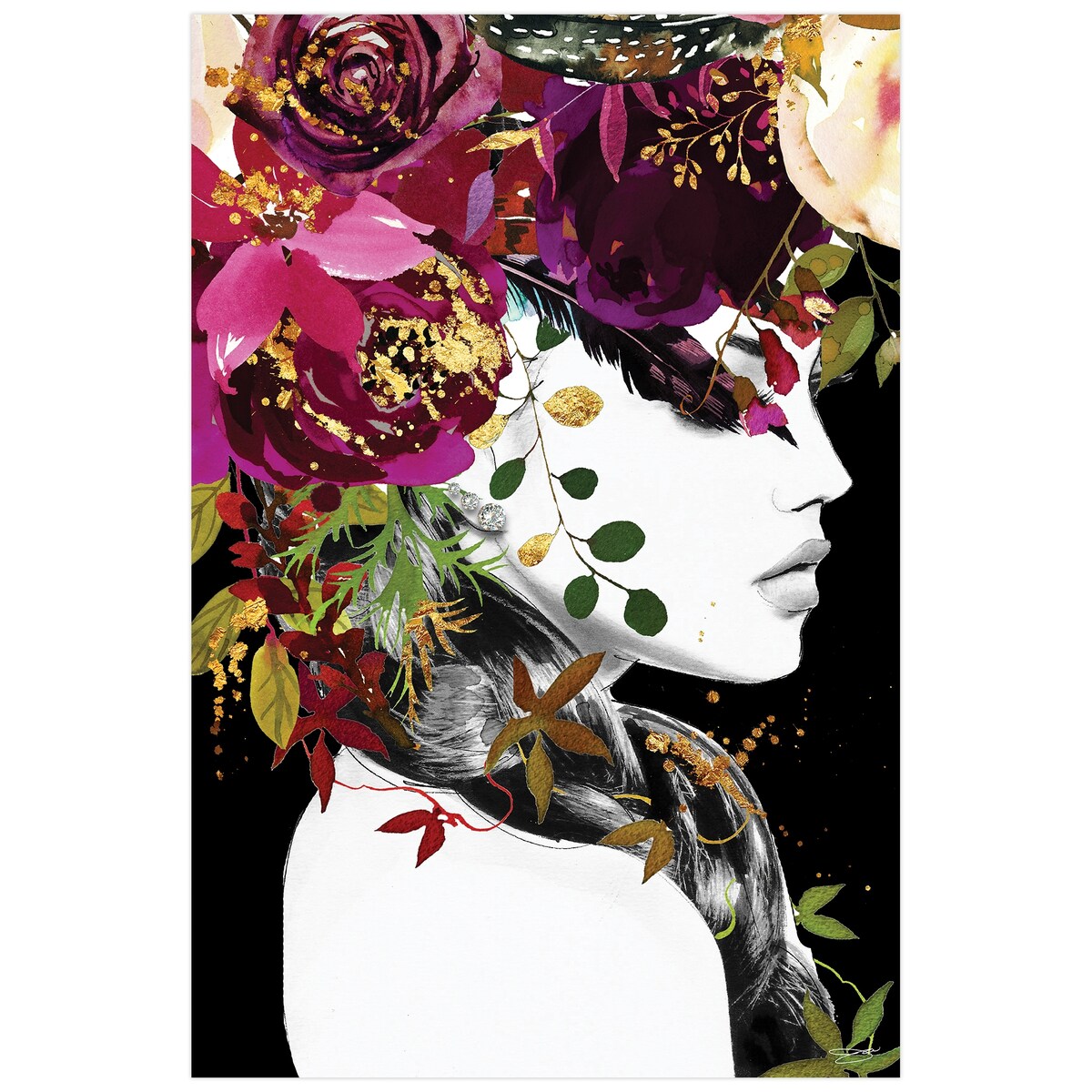 Floating Glass Wall Art - 24x24 Inch Frameless Tempered Glass Panel with Floral Design for Women, Perfect for Living Room, Bedroom & Office Decor