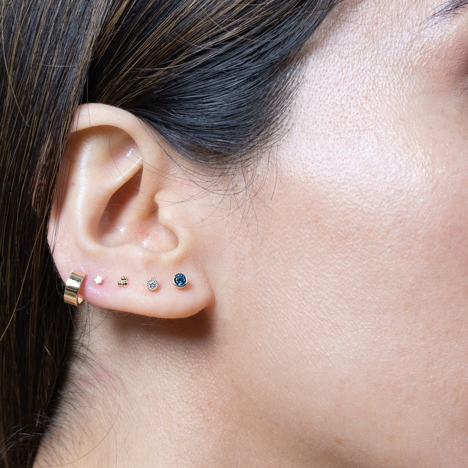 14K White Gold Gemstone Flat Back Stud Earrings with Milgrain Detail - Perfect for Everyday Wear, Special Occasions & Gift Giving
