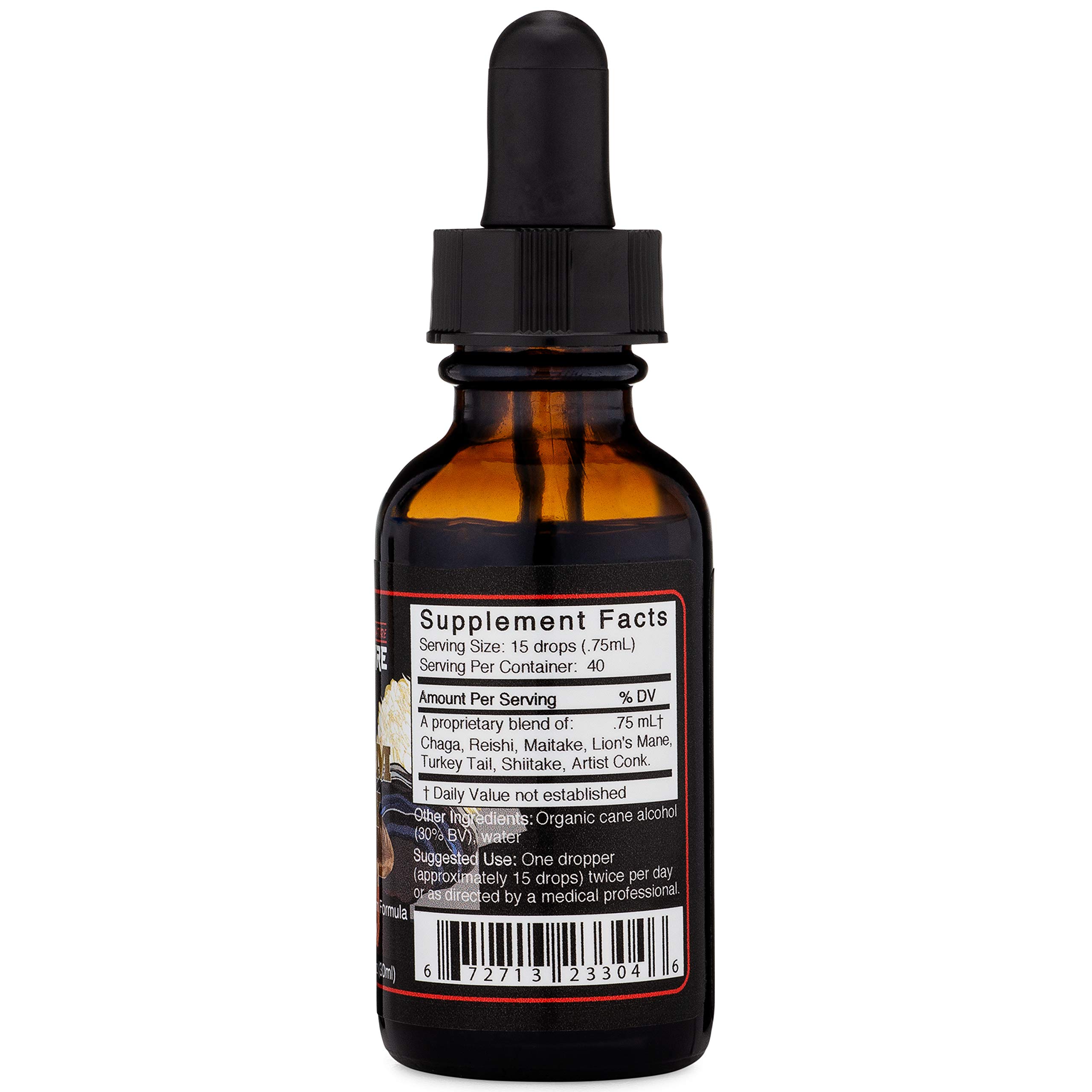 Premium 7 Medicinal Mushroom Tincture Blend - Reishi, Turkey Tail, Maitake, Shiitake, Lion's Mane, Artist Conk & Chaga (1 fl oz) | Organic Immune Support & Cognitive Boost | Perfect for Daily Wellness, Stress Relief & Natural Energy