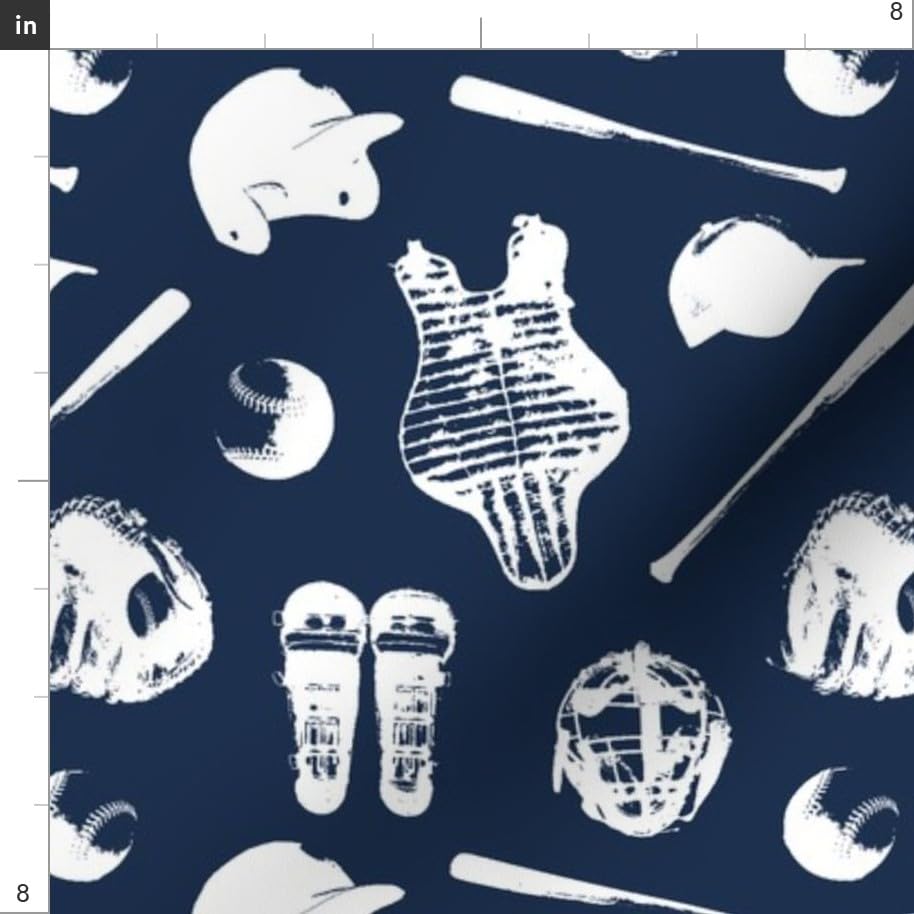 Baseball Navy Blue Sports Fabric by The Yard - Soft Minky Material for Baby Blankets, Quilt Backing & Boys' Game Room Decor - Perfect for Sewing Projects & Plush Crafts