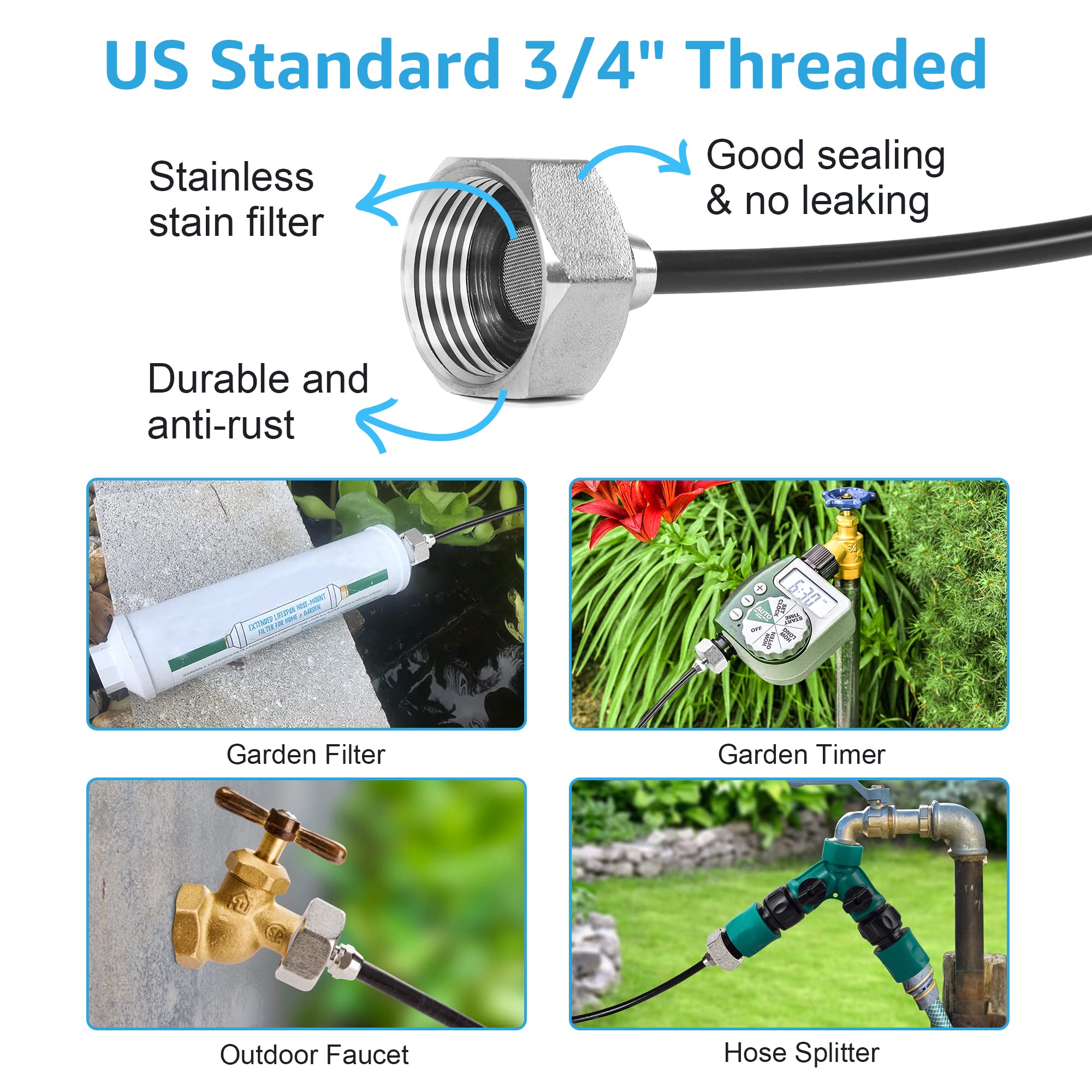 Bonviee 26FT Outdoor Misting Cooling System - 8 Nozzle Patio Mister Kit with 3/4