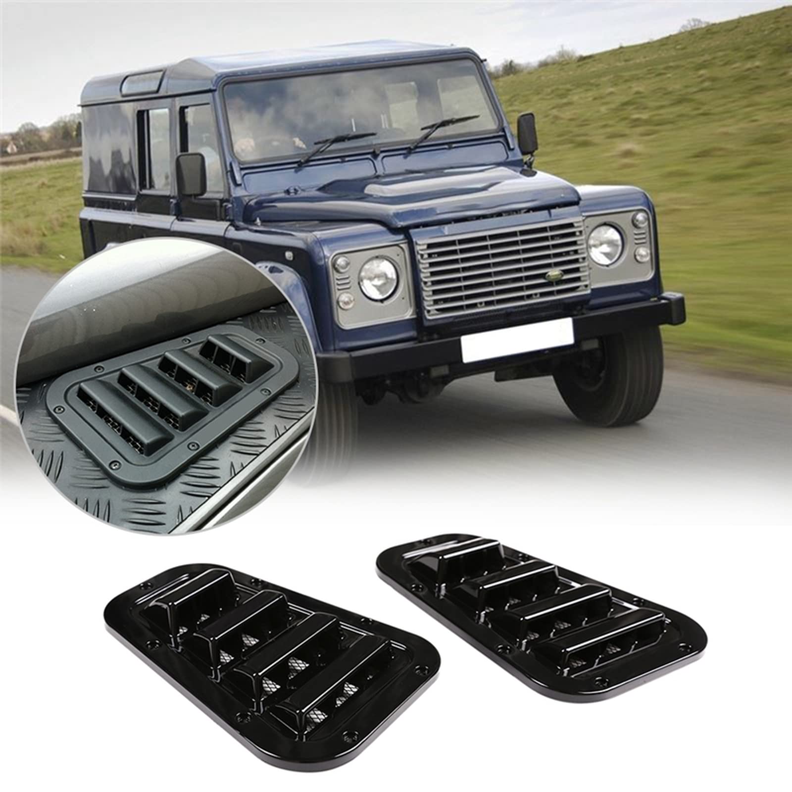 Land Rover Defender 2004-2019 Front Bonnet Vents Hood Side Trim Cover - Premium Air Flow Intake Cover for Improved Engine Cooling | Perfect for Off-Roading & Adventure Vehicles