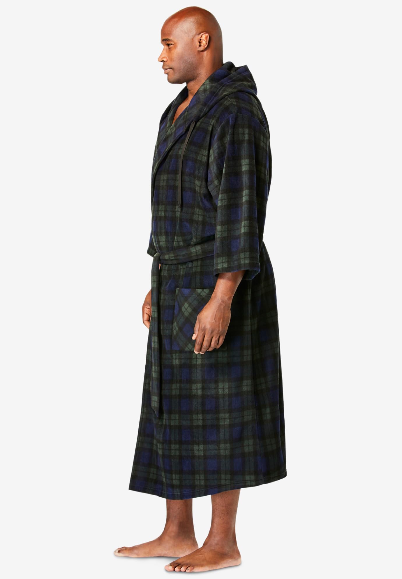 KingSize Men's Big & Tall Hooded Microfleece Maxi Robe with Front Pockets - Ultra Soft Plush Bathrobe for Lounge & Relaxation at Home