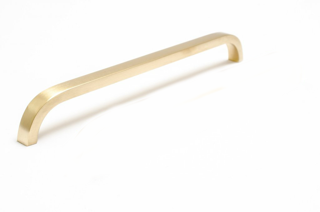 Vintage Long Curve Brushed Brass Unlacquered Cabinet Drawer Pulls & Closet Handles - Premium Hardware for Kitchen Cabinets, Dressers & Wardrobe Doors (Set of 10)
