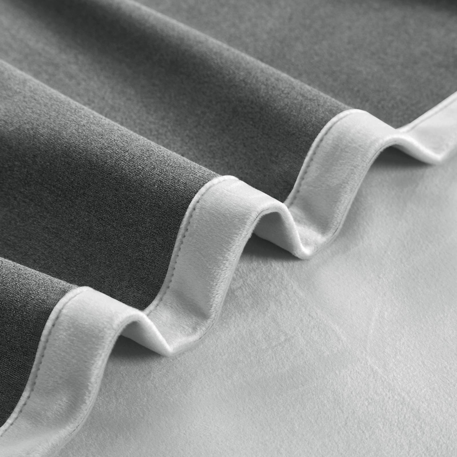 LOYOLADY Greyish White Velvet Curtains 96 Inches Long - 2 Panels Set, Thermal Insulated Grommet Window Drapes 52
