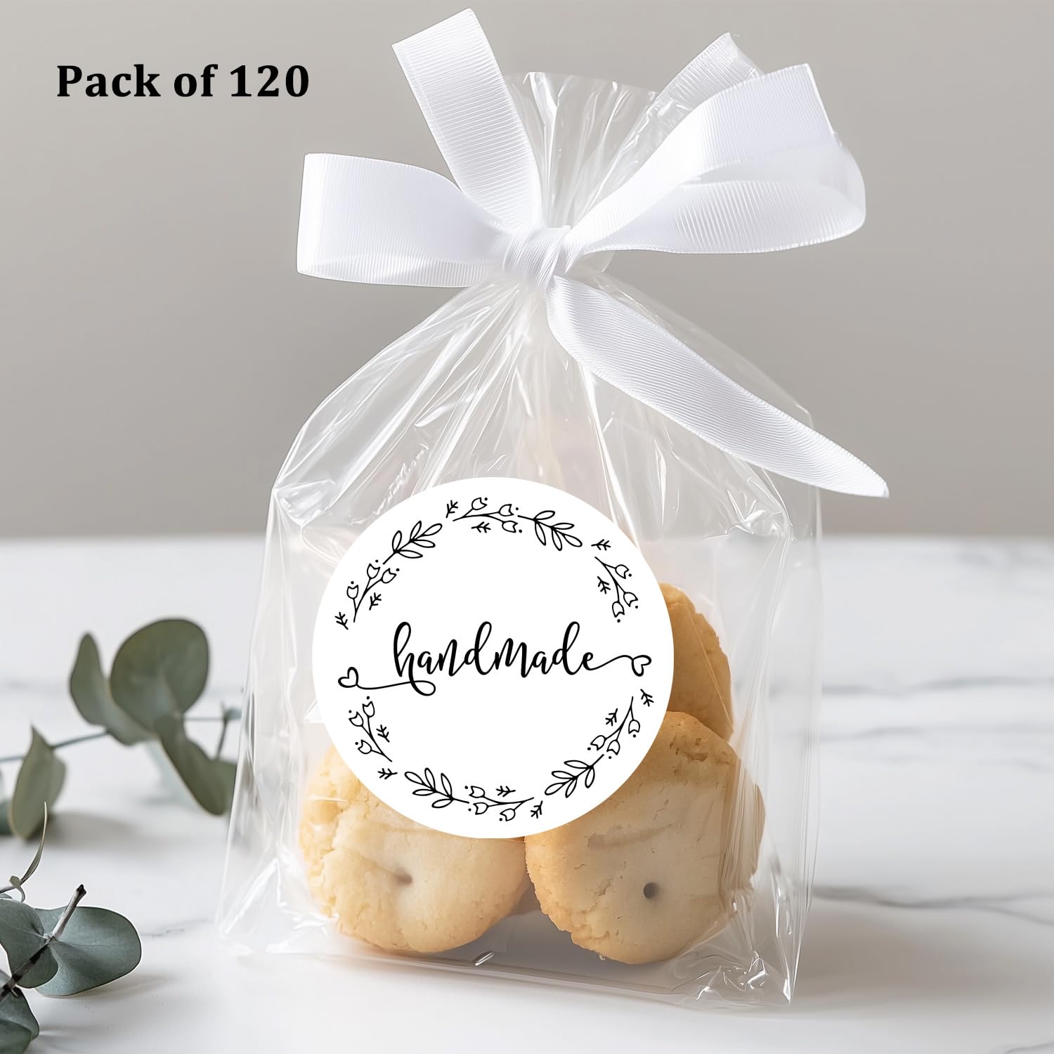 120 Pack Handmade Round Stickers for Business & Sellers - 1.6 Inch Custom Labels for Packaging, Branding & Crafts - Perfect for Etsy Shops, Small Business Branding & DIY Projects