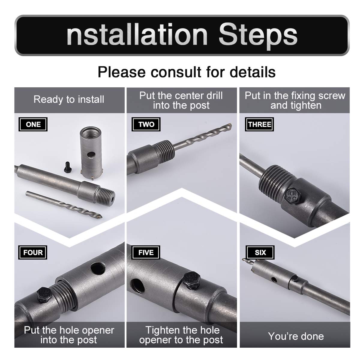 30-65mm SDS Plus Shank Hole Saw Cutter for Concrete, Cement & Stone Walls - Heavy Duty Drill Bit for Masonry, Construction & DIY Projects