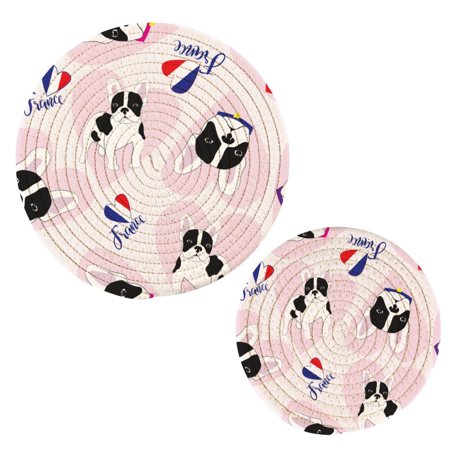 French Bulldog Heart-Shaped Pot Holder Set of 2 - Heat Resistant Trivets & Hot Pads for Kitchen (7