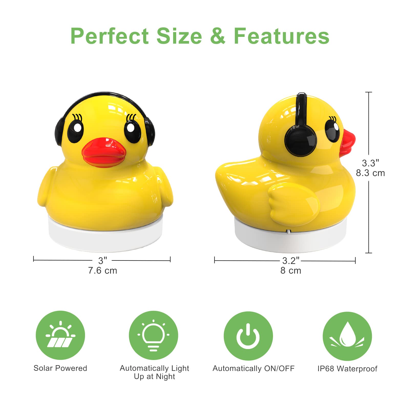 Solar Powered Floating Pool Lights - 2PCS Waterproof LED Duck Lights for Pool, Bath, Spa, Patio & Wedding Decor | Glow in The Dark Outdoor Party Lighting for Nighttime Ambiance