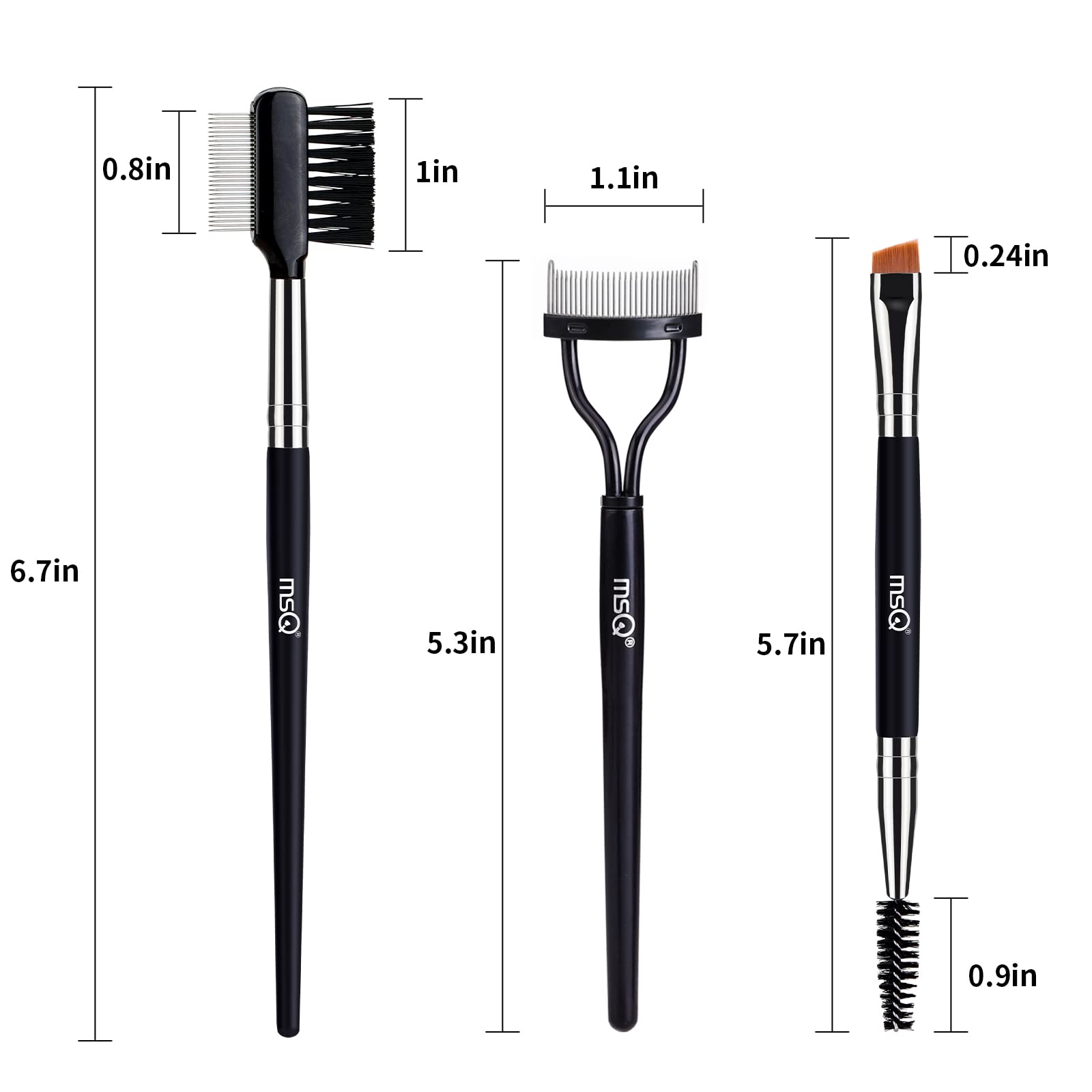 Professional Eyebrow & Eyelash Brush Set - 3PC Eyebrow Comb, Spoolie Brush & Eyelash Separator for Perfect Eye Makeup - Ideal for Mascara Application, Brow Grooming & Lash Styling at Home or Salon