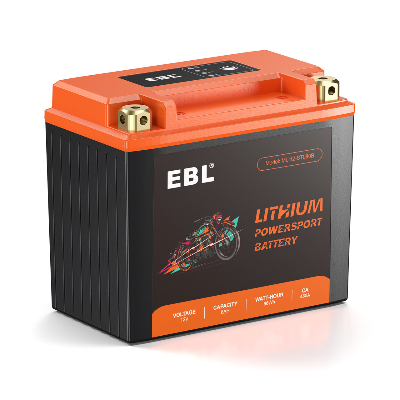 EBL LiFePO4 Lithium Motorcycle Battery 12V 8Ah - YTX14 BS Compatible - Lightweight & Long-Lasting Power for Harley, Honda, Yamaha & More - Perfect for Cruisers, Touring Bikes & Off-Road Adventures