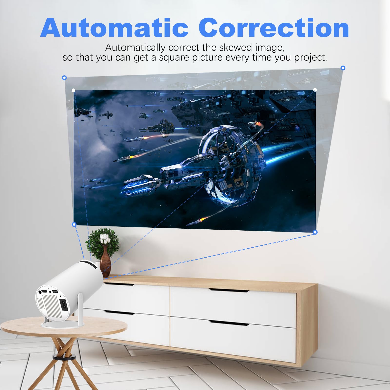 Safego Mini Portable Projector - 120 ANSI Lumen WiFi & Bluetooth Smart Projector, HD 720P Home Theater Movie Projector for Android, iPhone, Tablet - Perfect for Indoor Movies, Gaming & Outdoor Camping Entertainment
