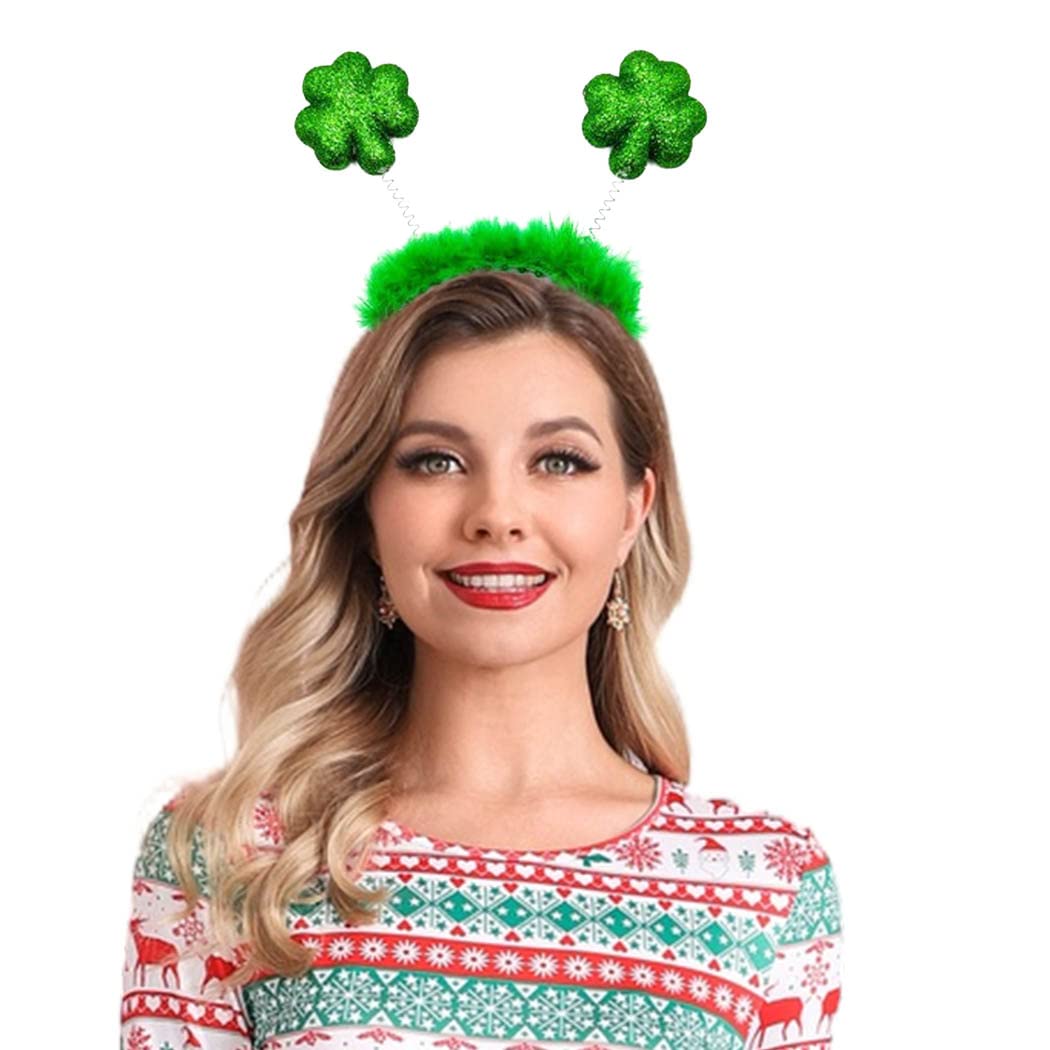 St. Patrick's Day Headbands - 2 Pack Green Shamrock Clover Hair Accessories for Women & Girls | Irish Party Costume, Rave & St. Patty's Day Celebration