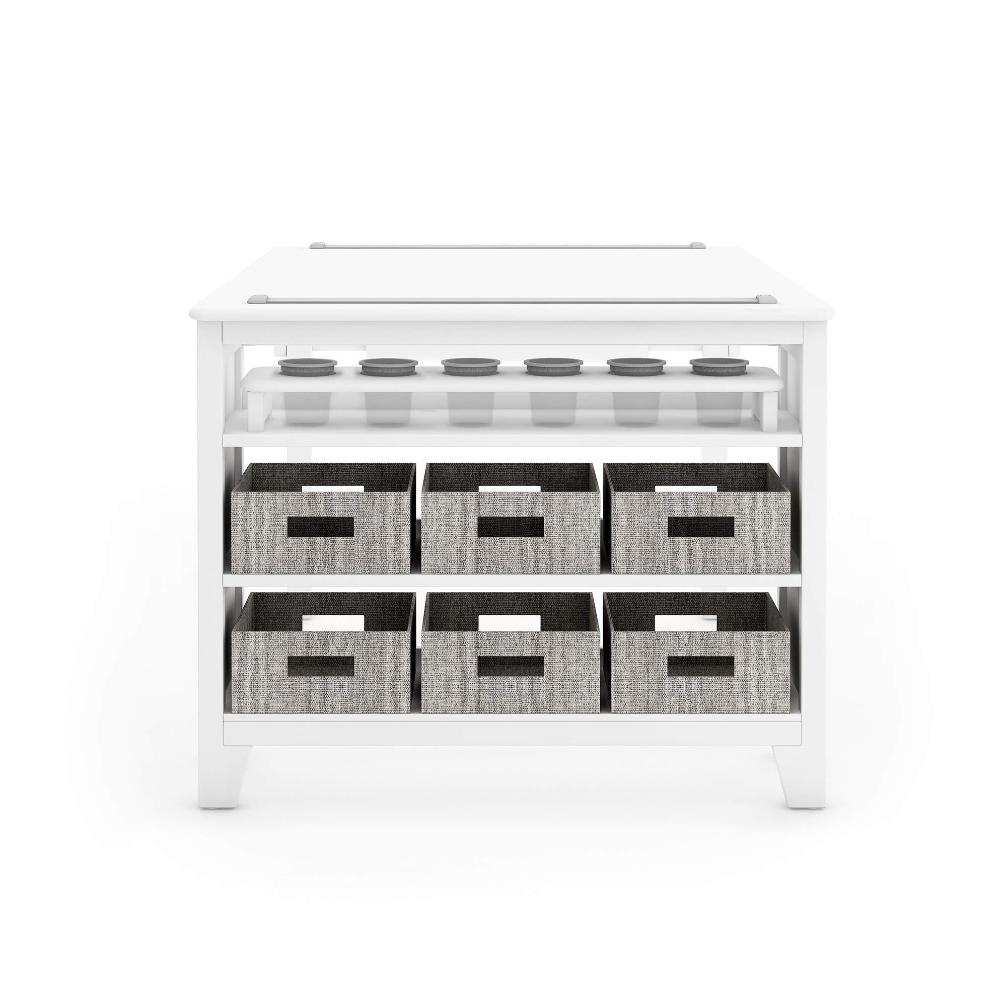 Martha Stewart Kids' Art Table and Chair Set - Creamy White | Wooden Play Table for Arts & Crafts, Coloring Desk with Paint Cups, Paper Roll & Storage Bins | Perfect for Preschool Learning, Creative Play & Home Classroom Activities