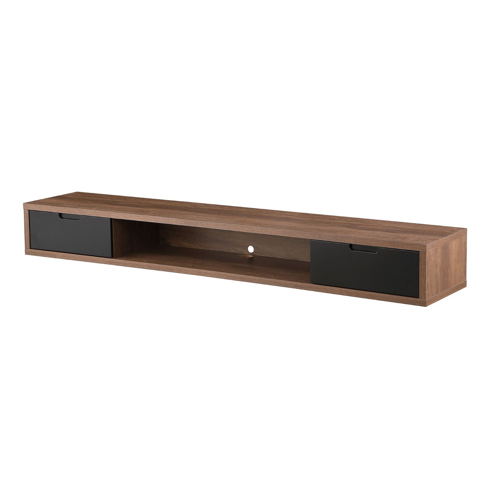 Criterion 2000mm Dark Oak Wall Mount TV Stand with Air Entertainment Cabinet - Perfect for Living Room, Bedroom & Home Theater Setup