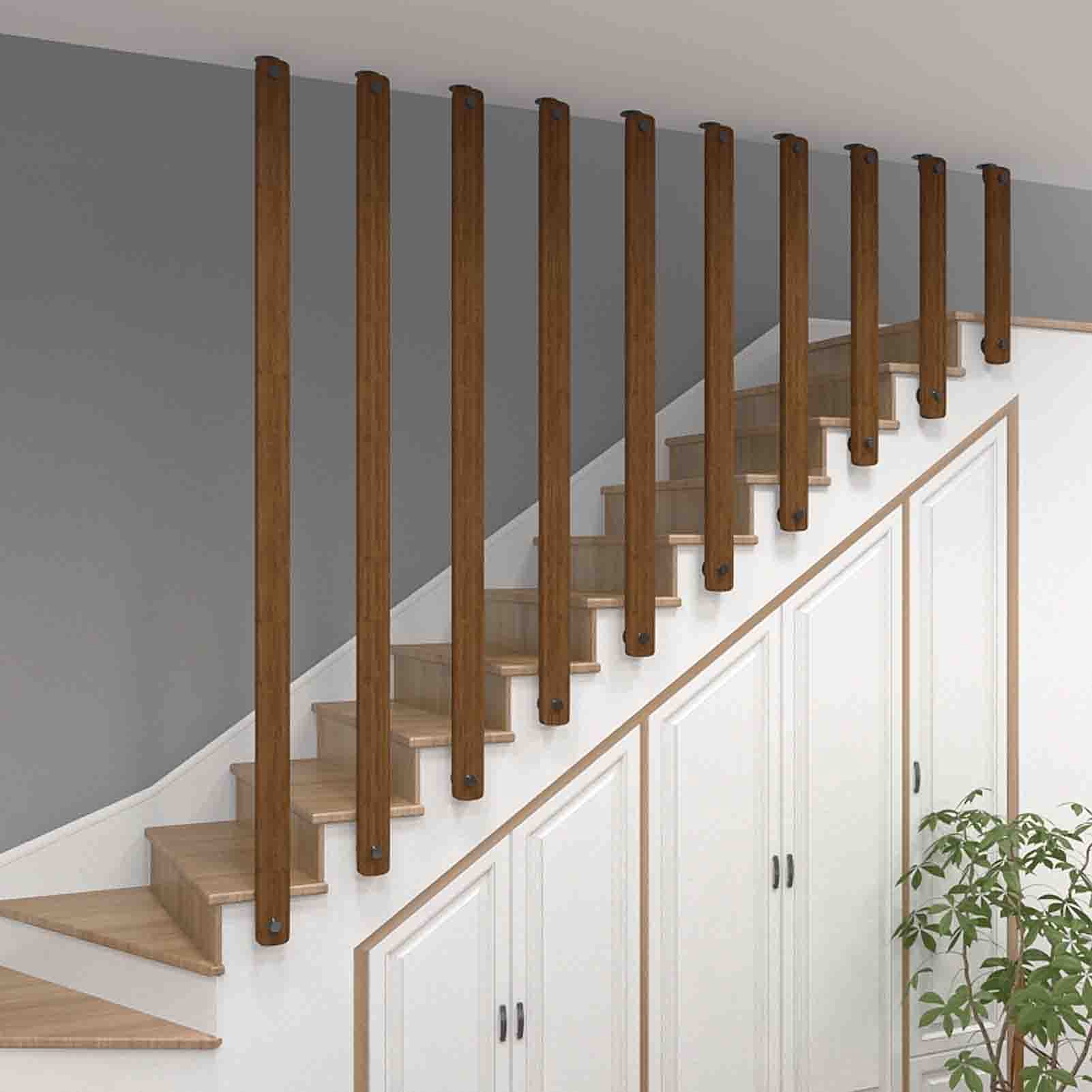 Solid Wood Stair Handrail Kit - Indoor & Outdoor Safety Railing for Steps, Porch, Loft, Decking | Durable Banister Support Poles for Home, Garden, and Commercial Use (1pc)